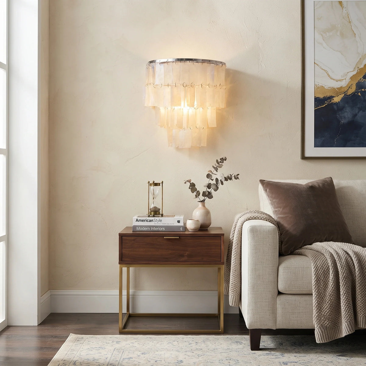 Artisan Shell Rectangle Wall Light for Hallway by AUVIELIGHT