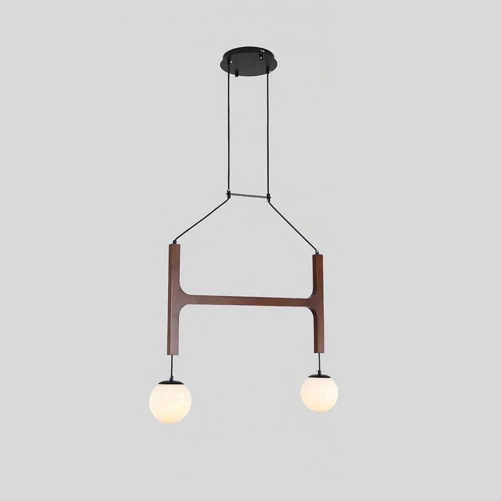 Astra Chandelier in wood for Dining Room by AUVIELIGHT, 2 heads D60cm / ∅ 23.6″ / Walnut Color