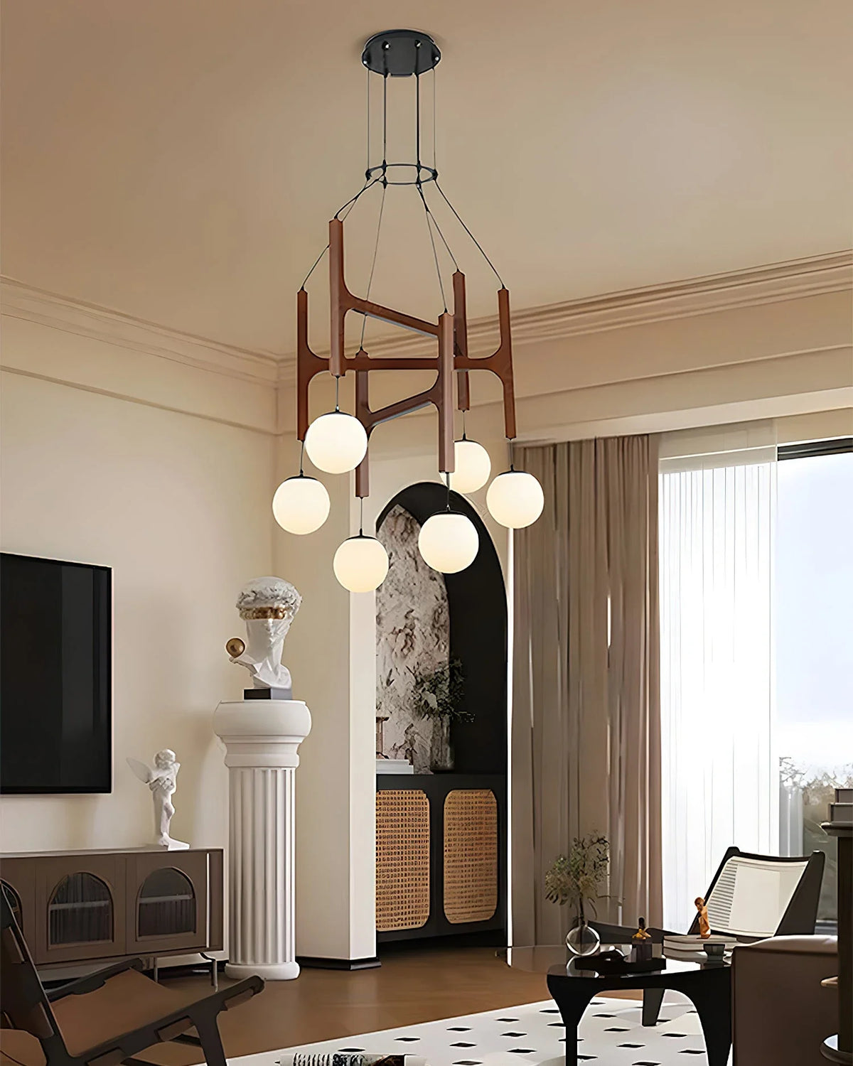 Astra Chandelier in wood for Dining Room by AUVIELIGHT
