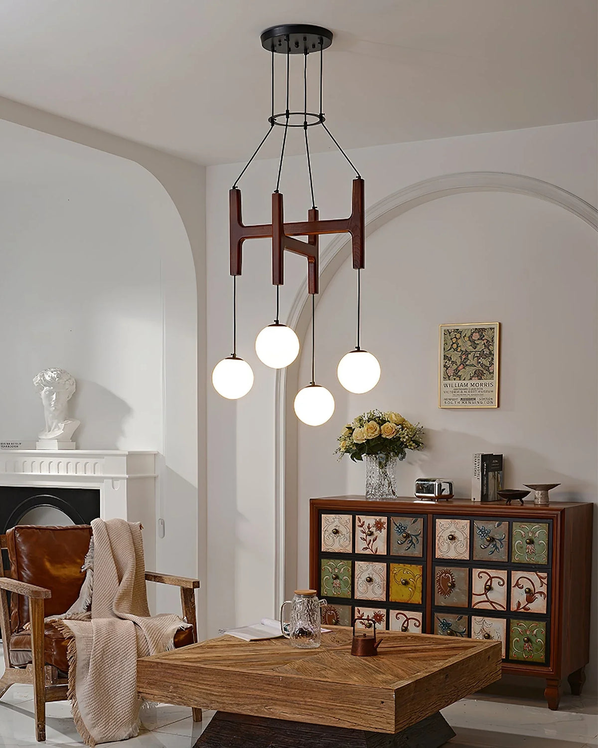 Astra Chandelier in wood for Dining Room by AUVIELIGHT