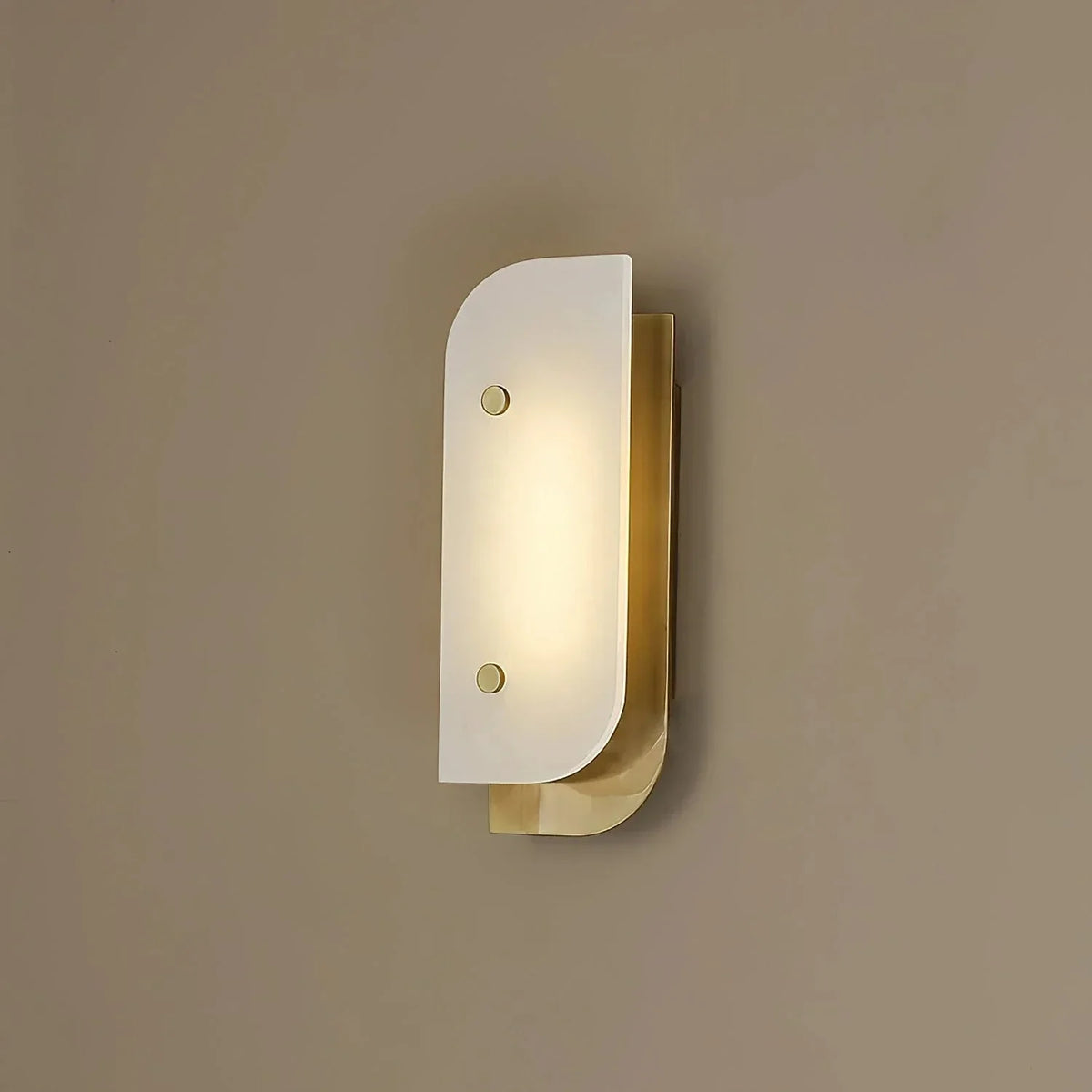 Asymmetrical Elaris Wall Light in alabaster for Hallway by AUVIELIGHT, L 14cm x W 5.7cm x H 33cm / L 5.5″ x W 2.2″ x H 13″ / Gold & White