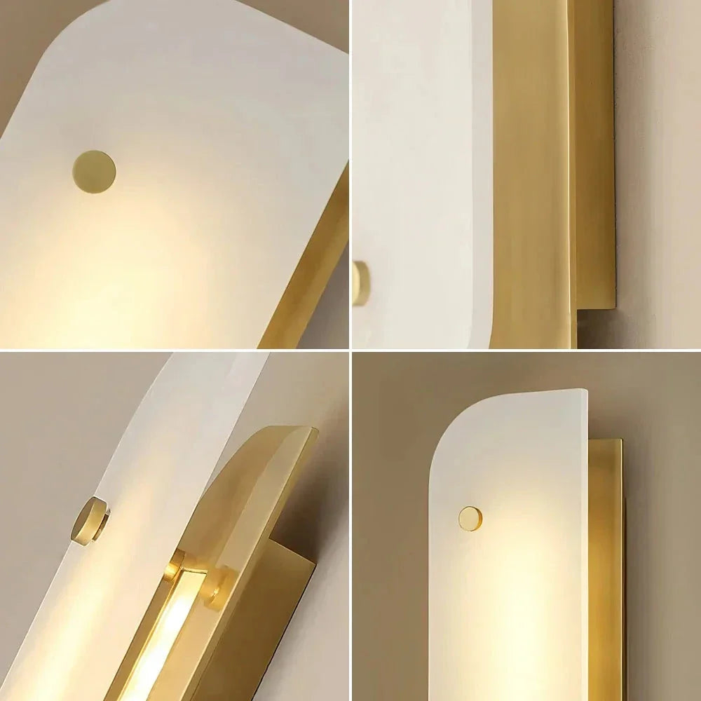 Asymmetrical Elaris Wall Light in alabaster for Hallway by AUVIELIGHT