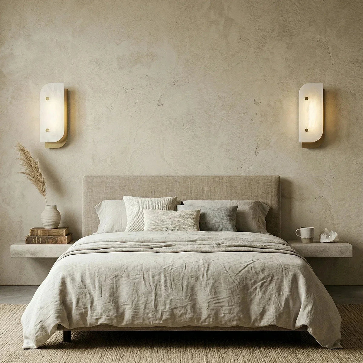 Asymmetrical Elaris Wall Light in alabaster for Hallway by AUVIELIGHT