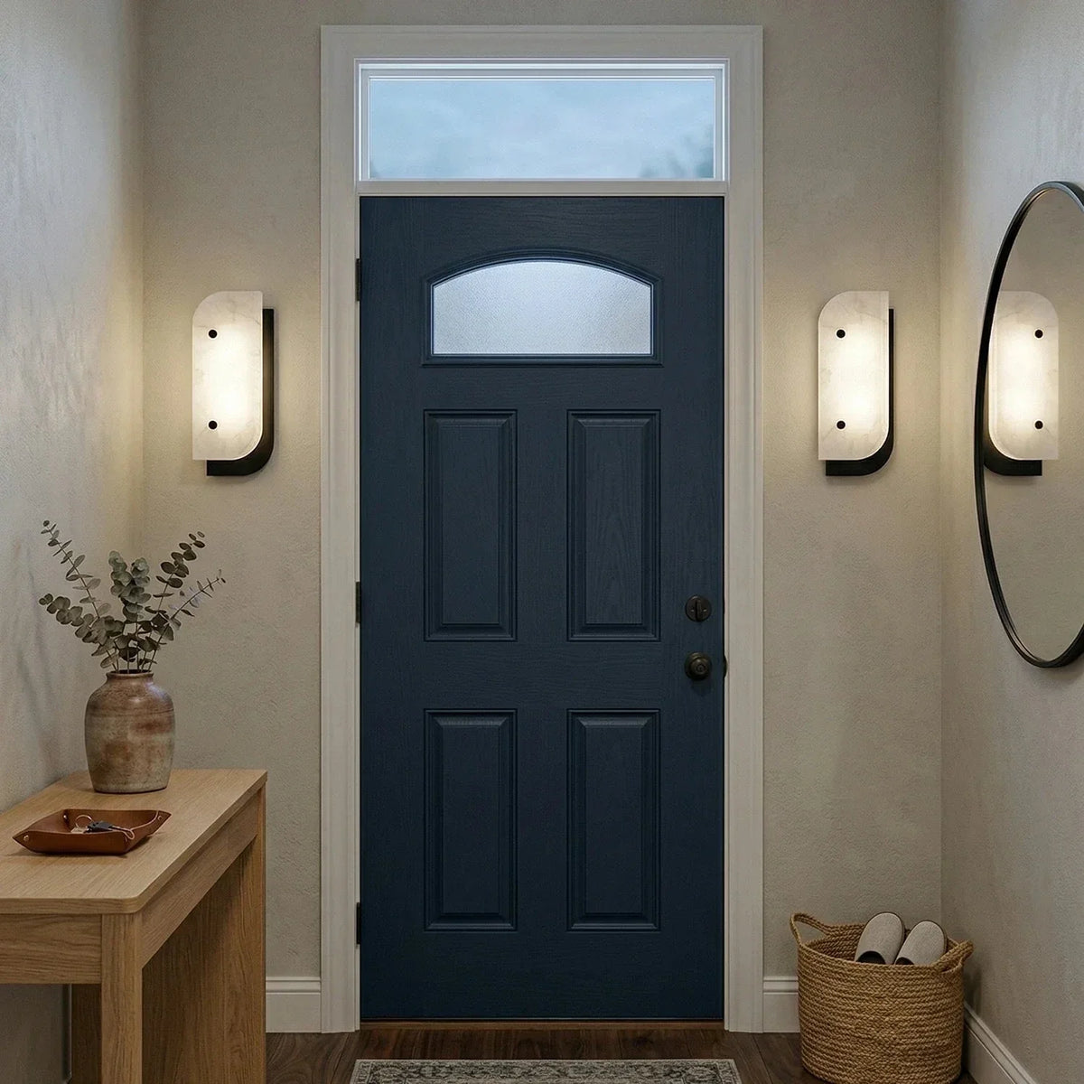 Asymmetrical Elaris Wall Light in alabaster for Hallway by AUVIELIGHT
