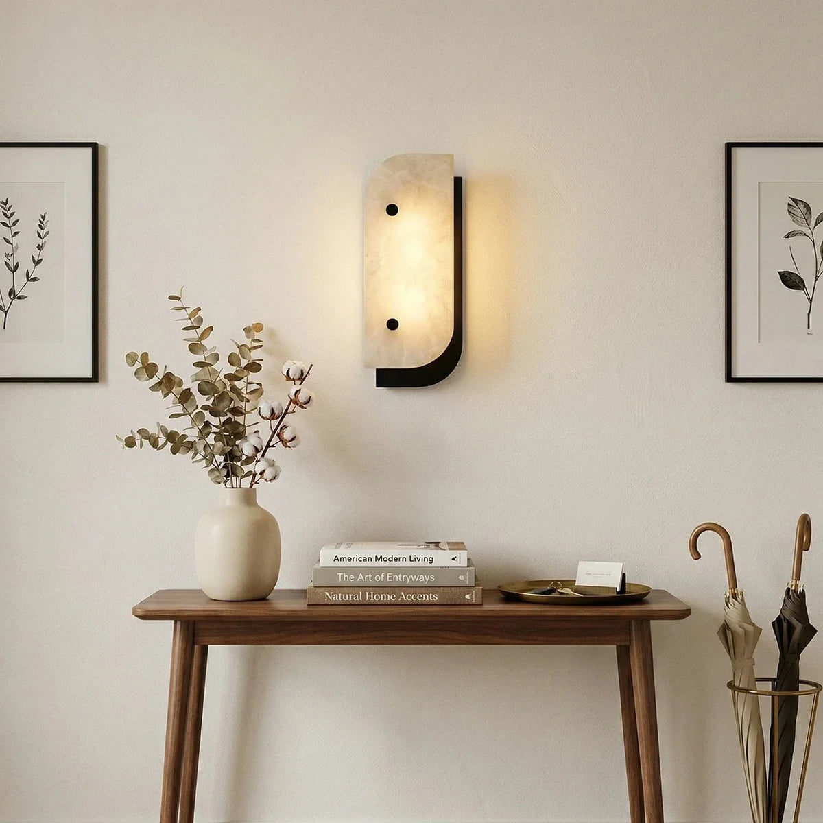 Asymmetrical Elaris Wall Light in alabaster for Hallway by AUVIELIGHT