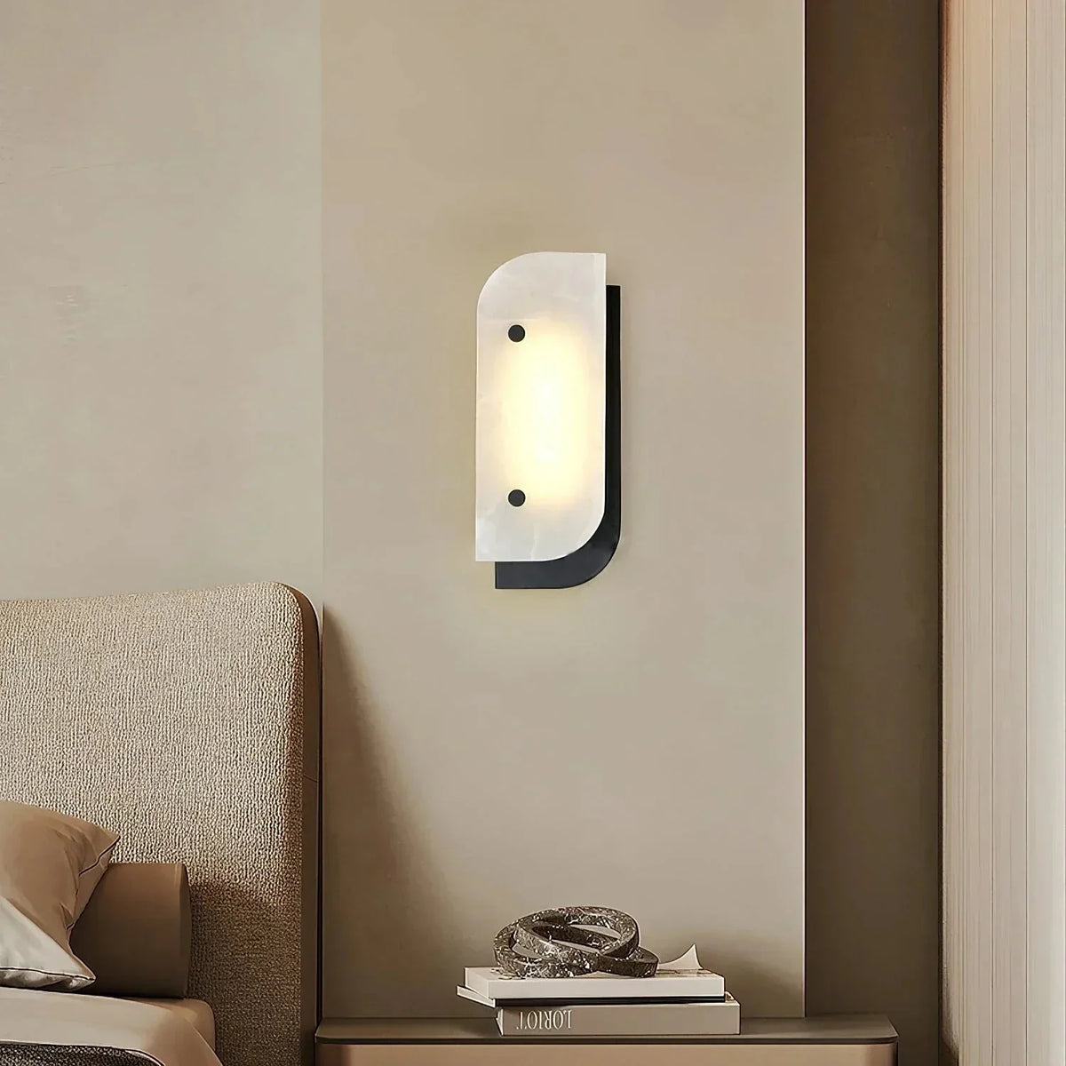 Asymmetrical Elaris Wall Light in alabaster for Hallway by AUVIELIGHT