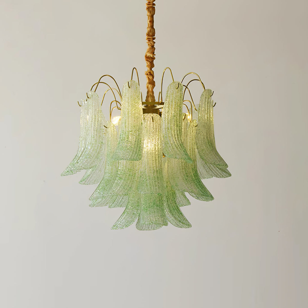 Athena Pastel Petal Chandelier in glass for Dining Room by AUVIELIGHT, Dia 50cm x H 46cm / ∅ 19.7″ x H 18.1″ / Green