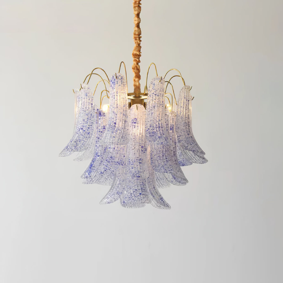 Athena Pastel Petal Chandelier in glass for Dining Room by AUVIELIGHT, Dia 50cm x H 46cm / ∅ 19.7″ x H 18.1″ / Blue