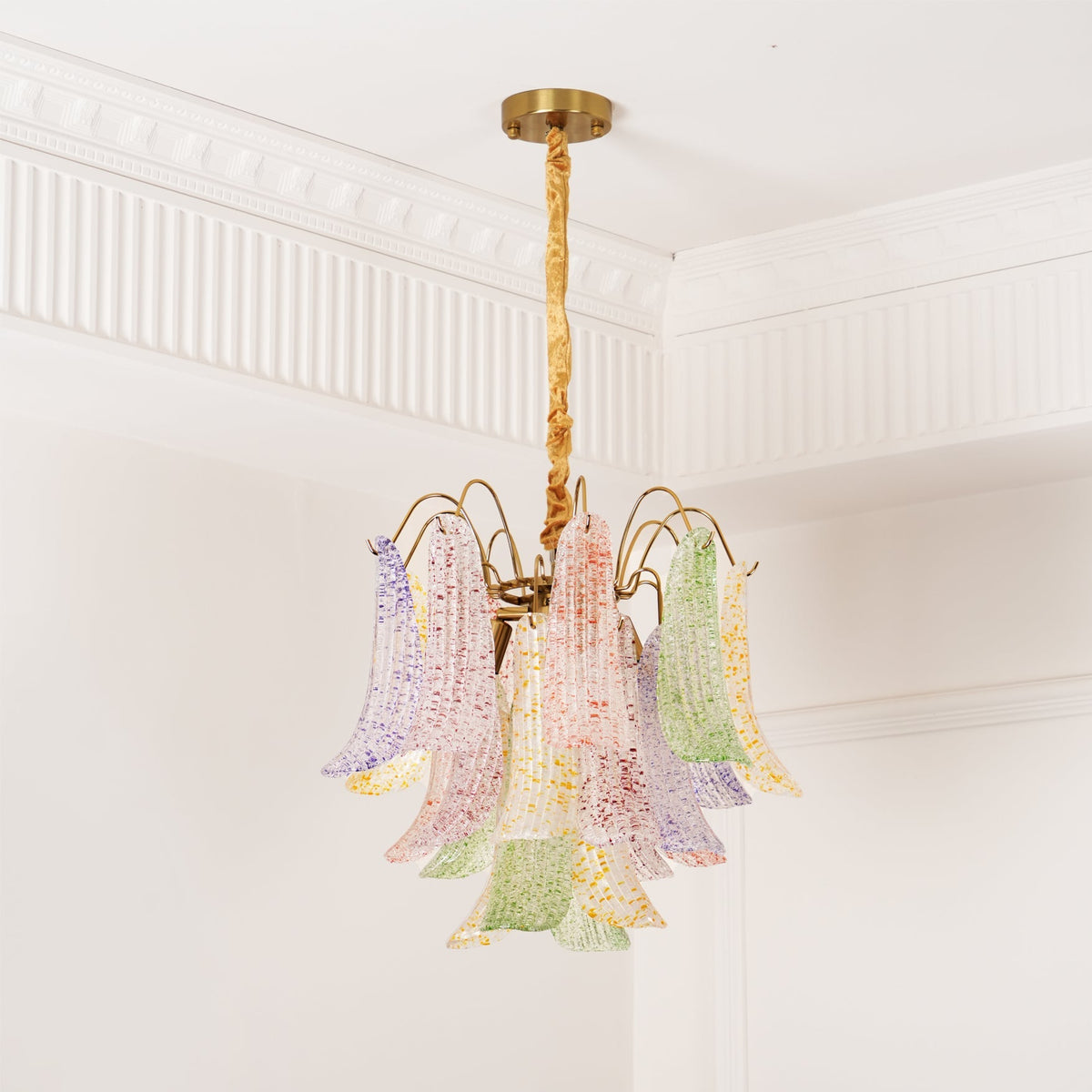 Athena Pastel Petal Chandelier in glass for Dining Room by AUVIELIGHT