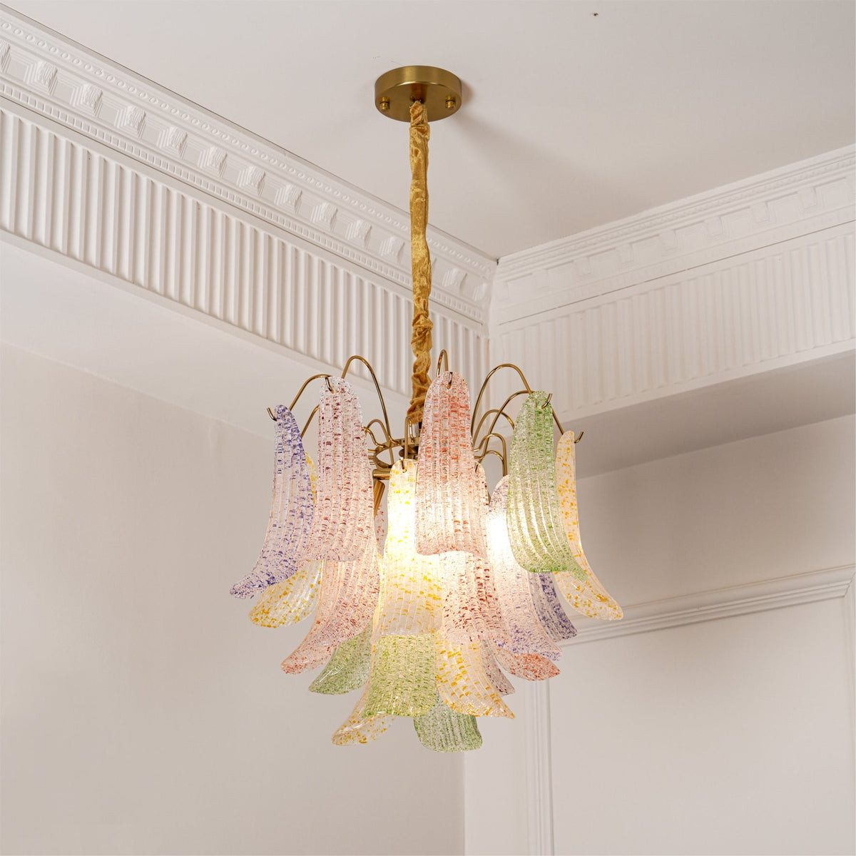 Athena Pastel Petal Chandelier in glass for Dining Room by AUVIELIGHT
