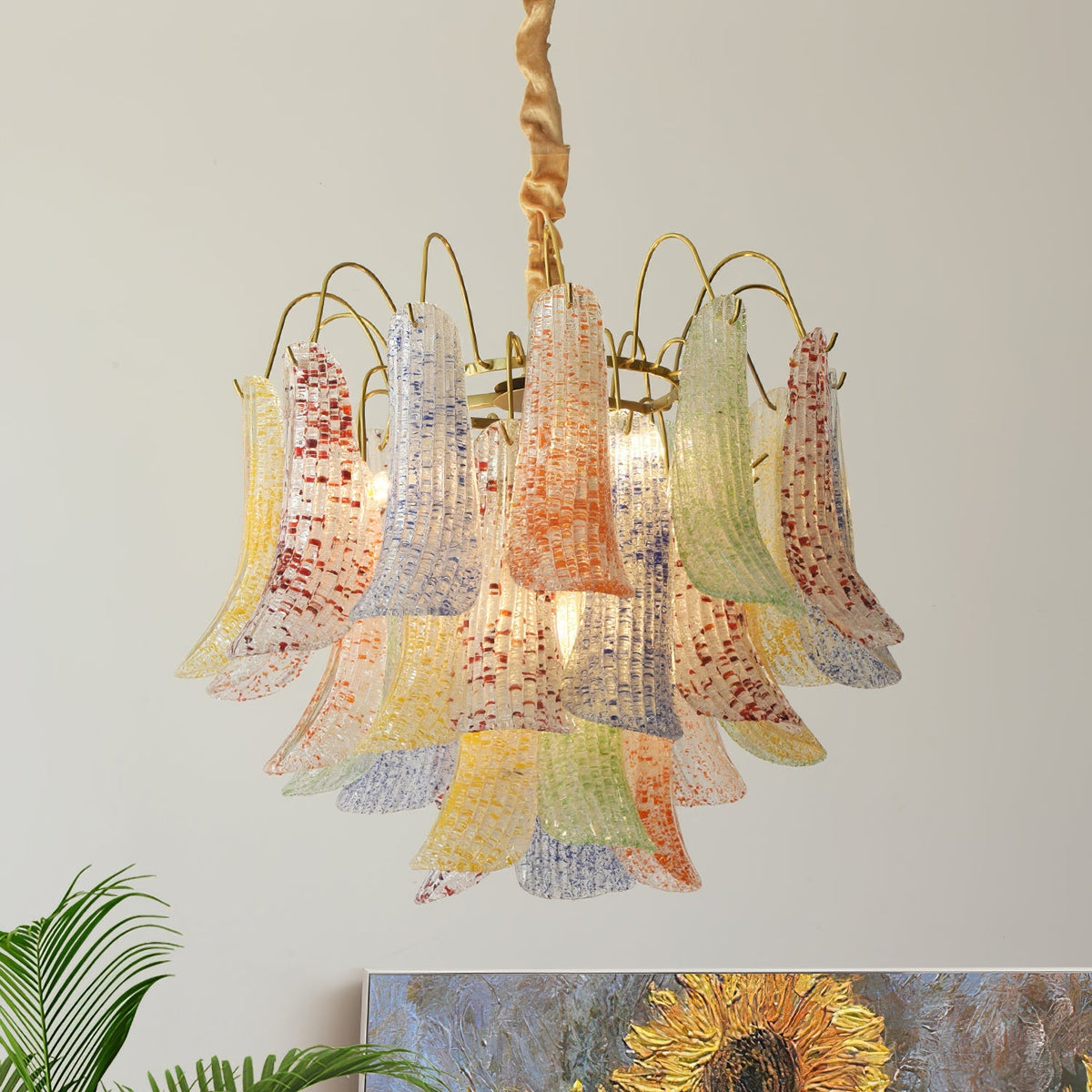 Athena Pastel Petal Chandelier in glass for Dining Room by AUVIELIGHT
