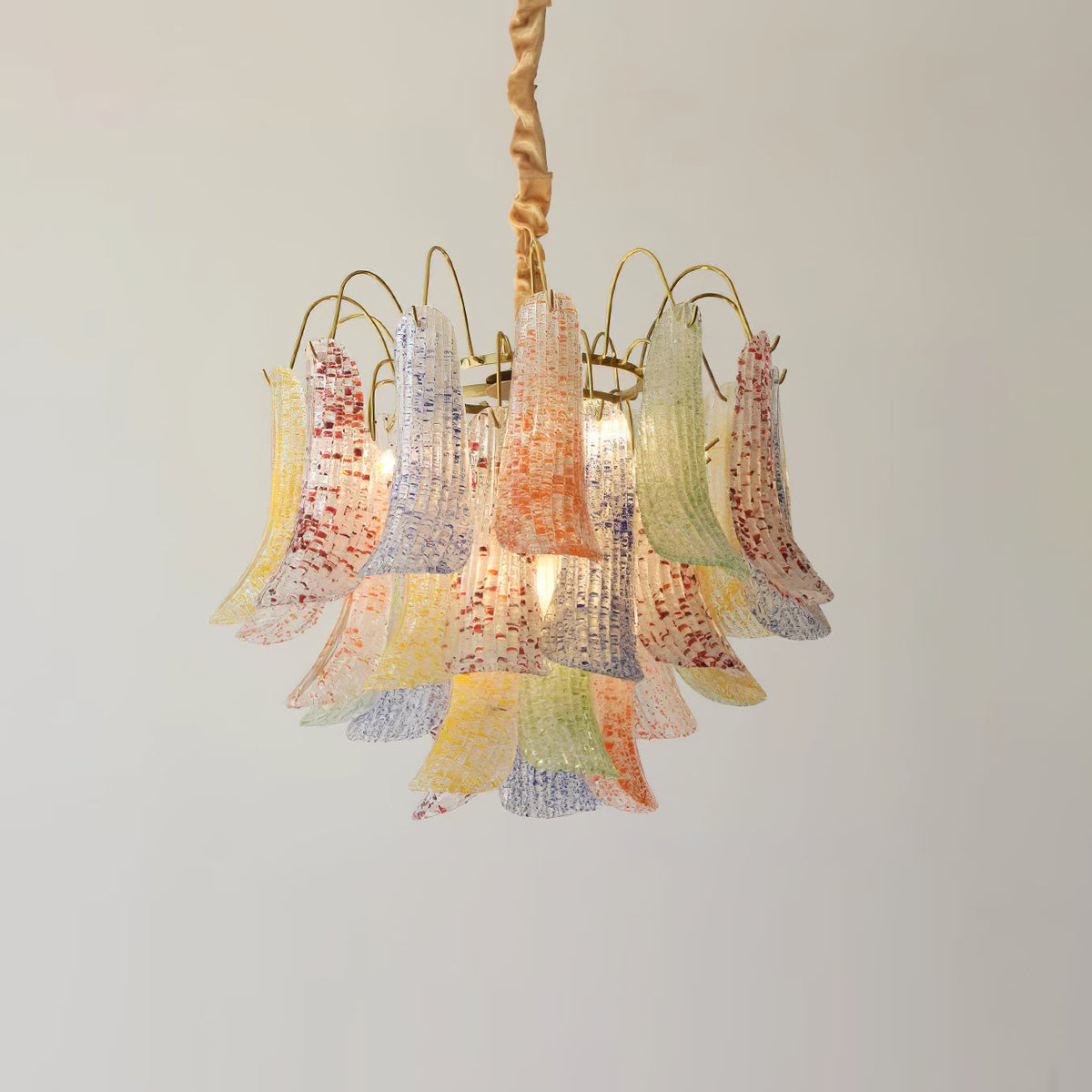 Athena Pastel Petal Chandelier in glass for Dining Room by AUVIELIGHT, Dia 50cm x H 46cm / ∅ 19.7″ x H 18.1″ / Colorful