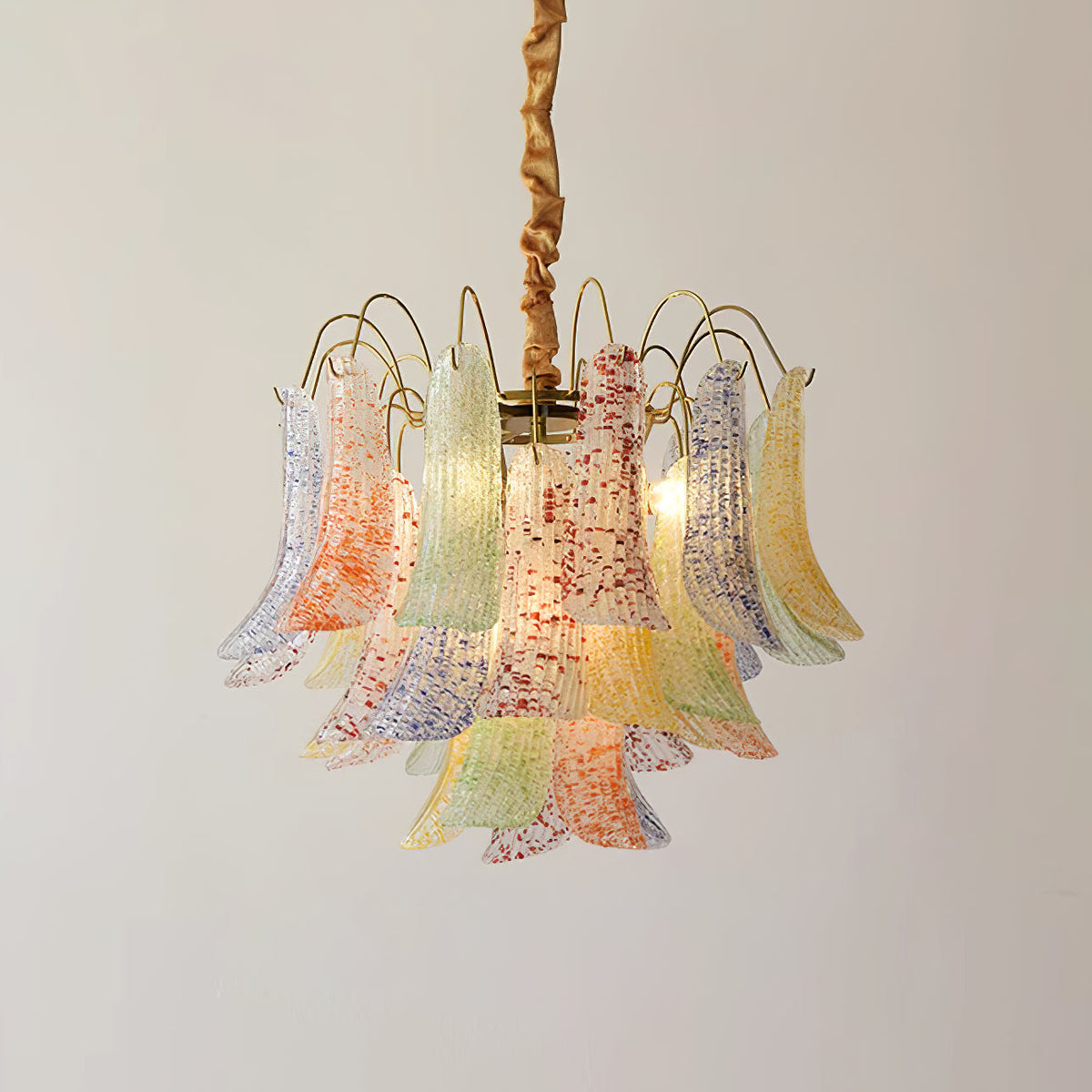 Athena Pastel Petal Chandelier in glass for Dining Room by AUVIELIGHT, Dia 60cm x H 46cm / ∅ 23.6″ x H 18.1″ / Colorful