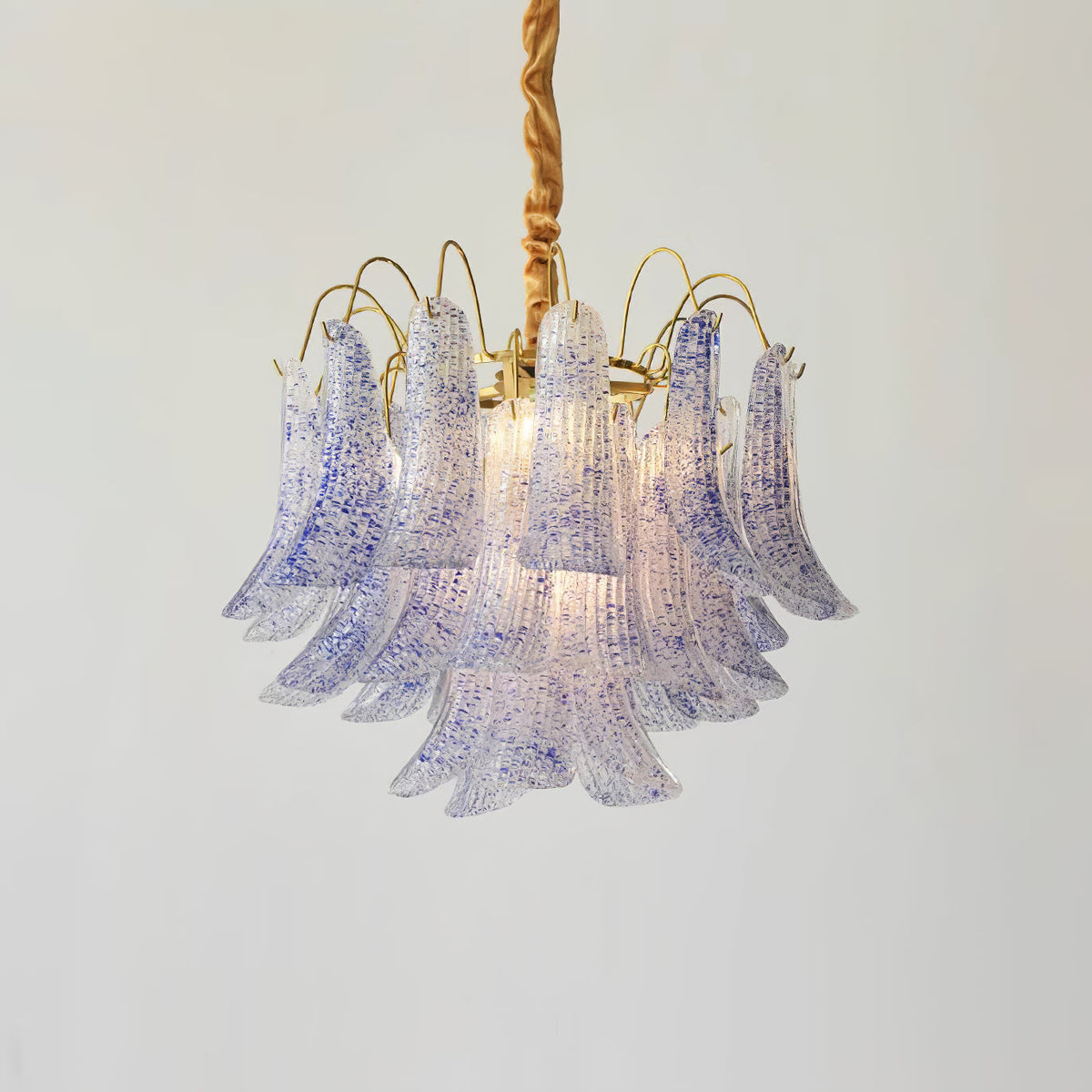 Athena Pastel Petal Chandelier in glass for Dining Room by AUVIELIGHT, Dia 60cm x H 46cm / ∅ 23.6″ x H 18.1″ / Blue