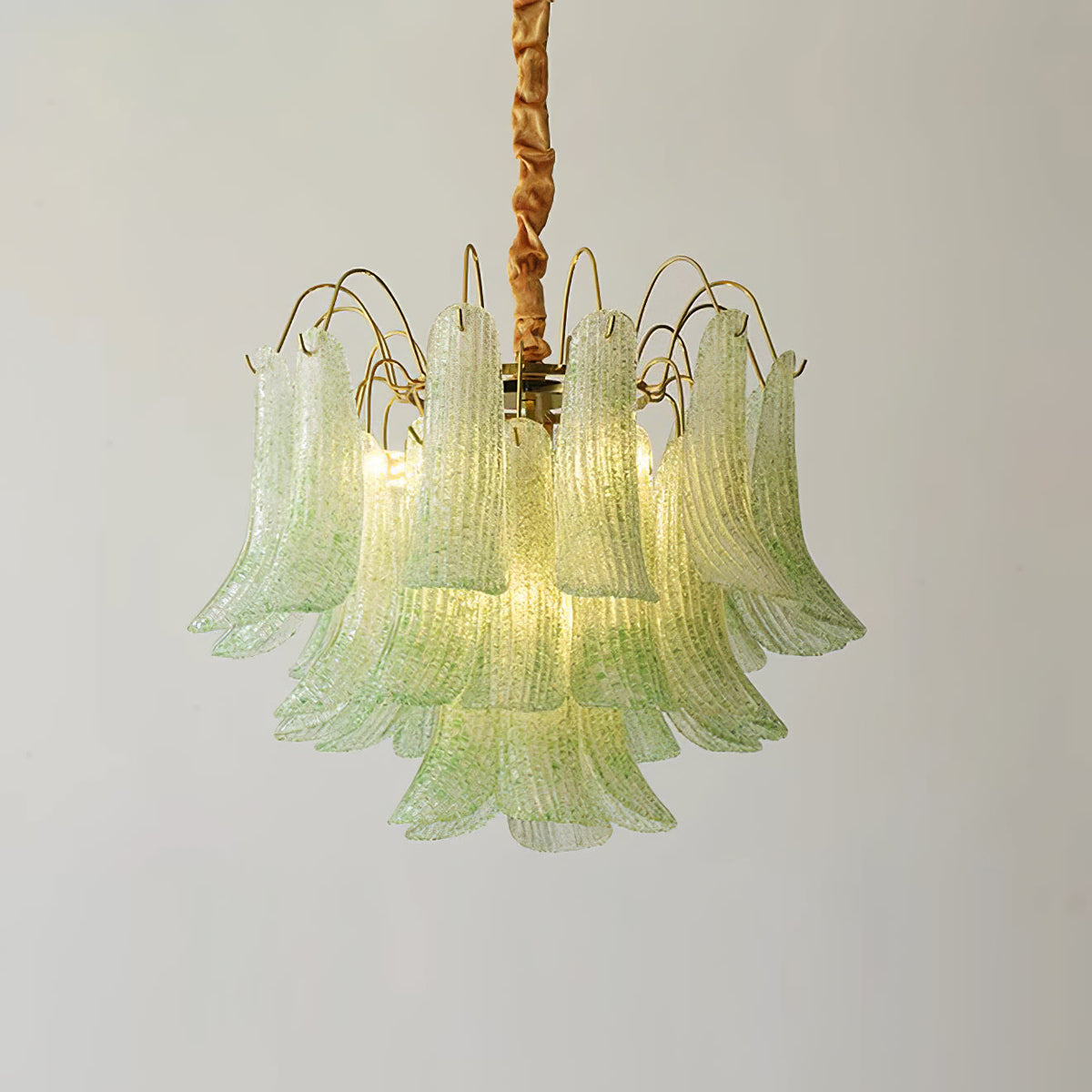 Athena Pastel Petal Chandelier in glass for Dining Room by AUVIELIGHT, Dia 60cm x H 46cm / ∅ 23.6″ x H 18.1″ / Green