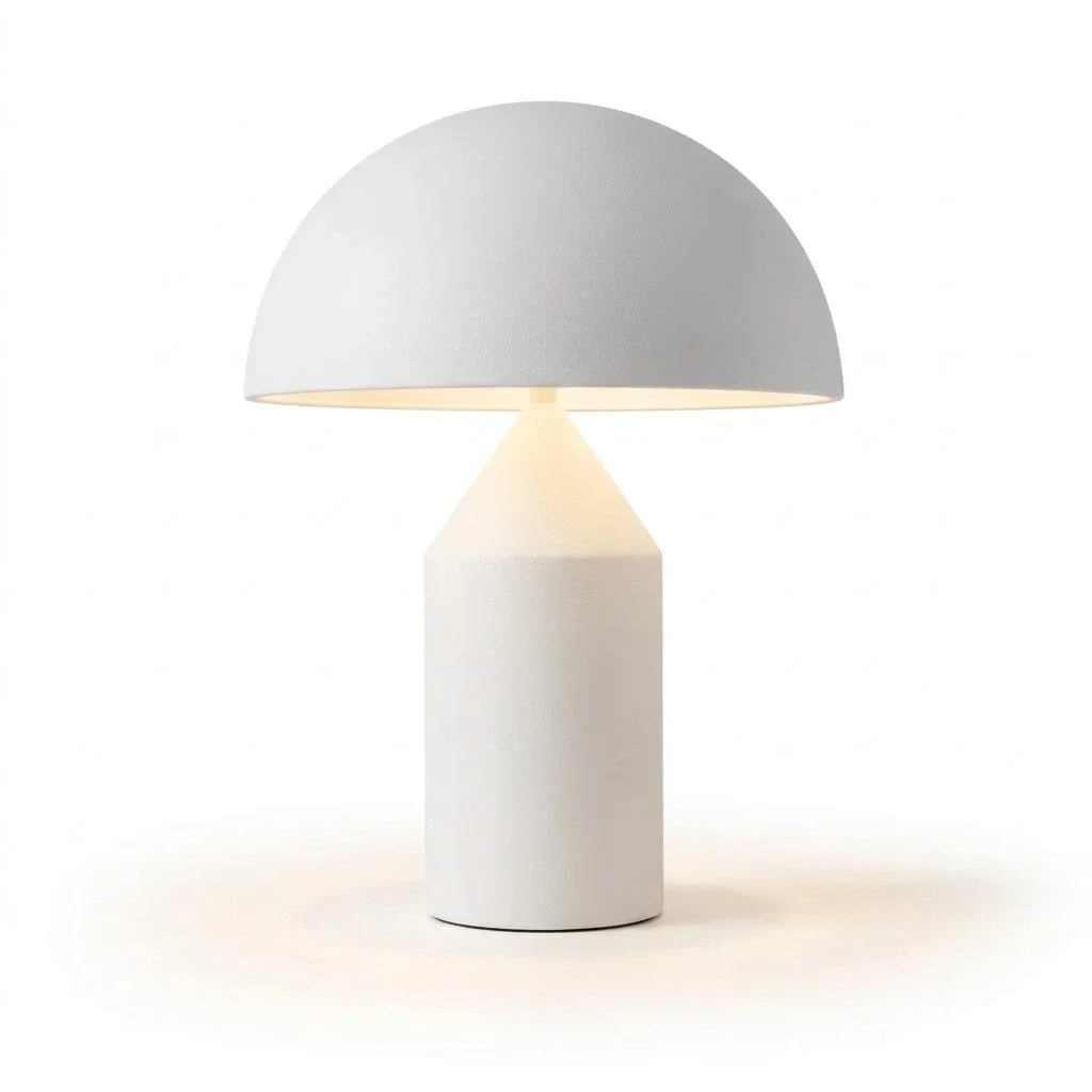Atollo Table Lamp in metal for Living Room by AUVIELIGHT, Dia 25cm x H 35cm / ∅ 9.8″ x H 13.8″ / Matte White / AU plug and 7 other sizes