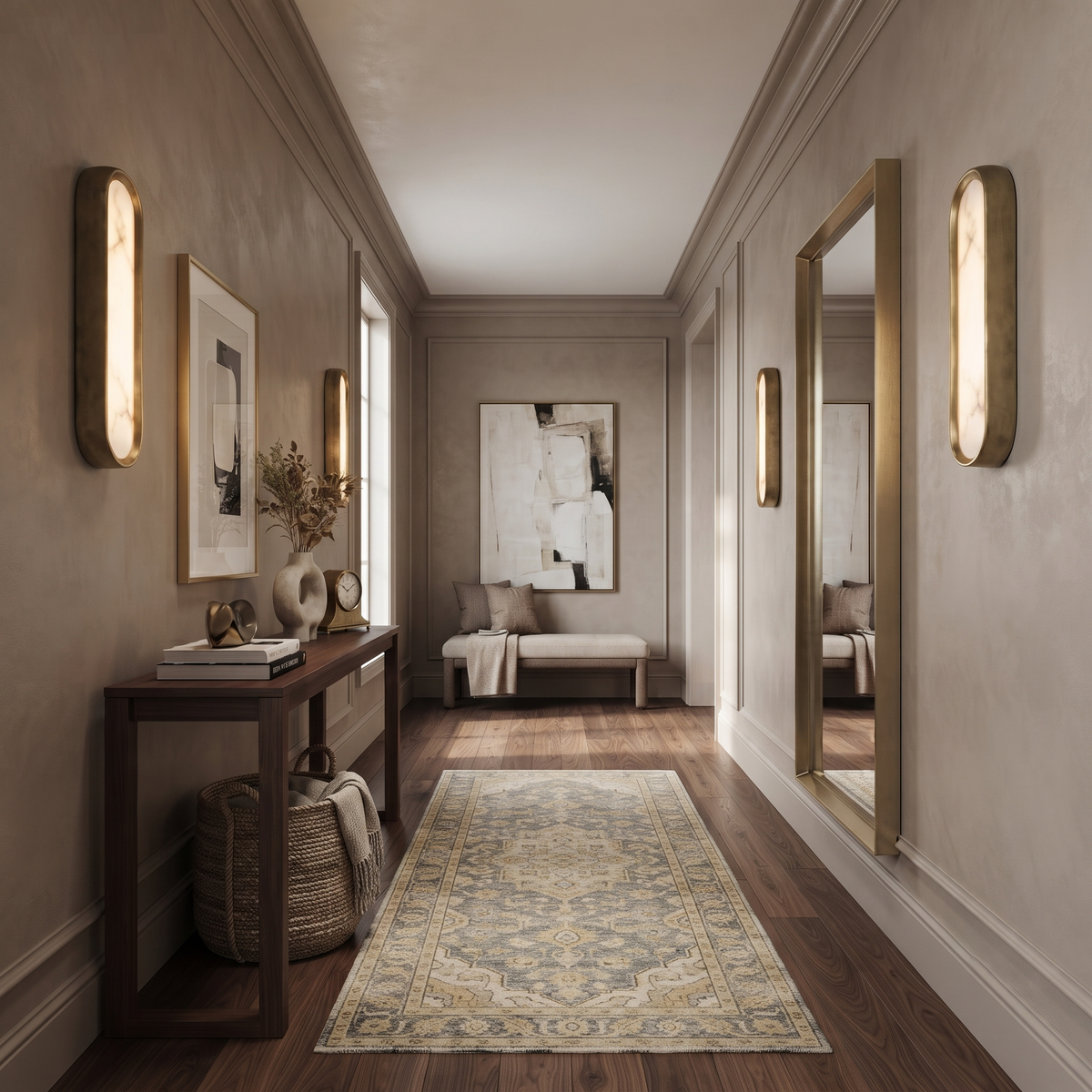 Aura Arch Wall Sconce in alabaster for Hallway by AUVIELIGHT