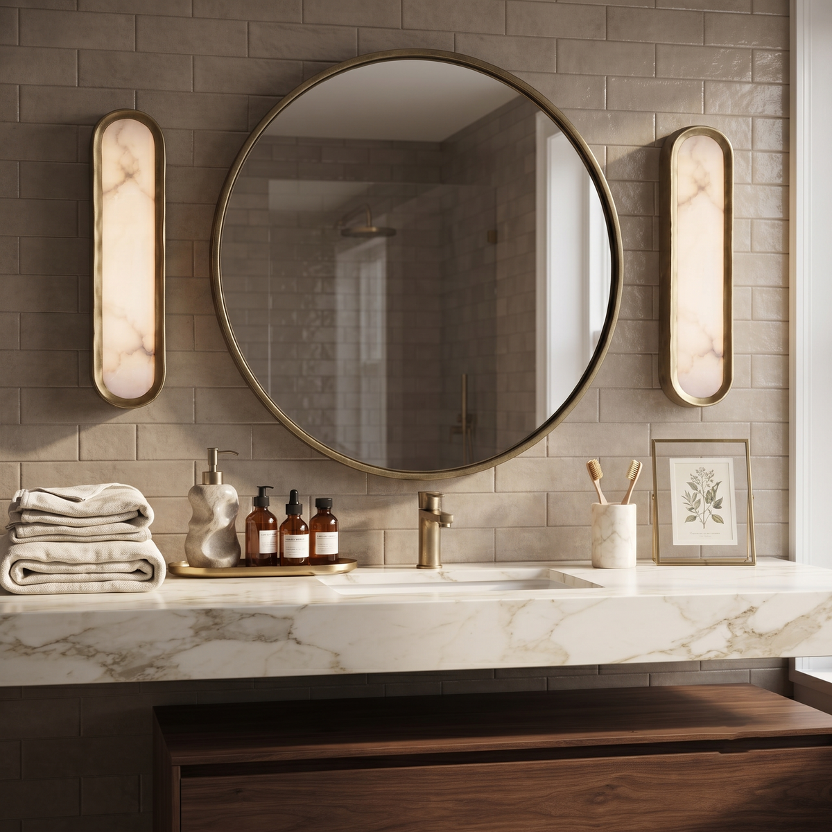 Aura Arch Wall Sconce in alabaster for Hallway by AUVIELIGHT