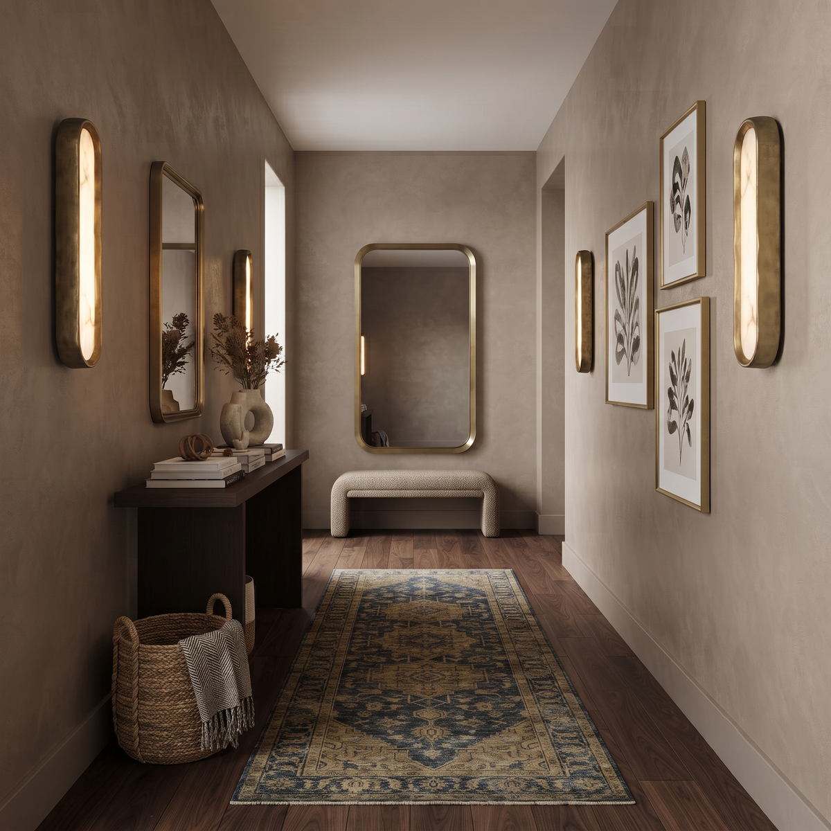 Aura Arch Wall Sconce in alabaster for Hallway by AUVIELIGHT