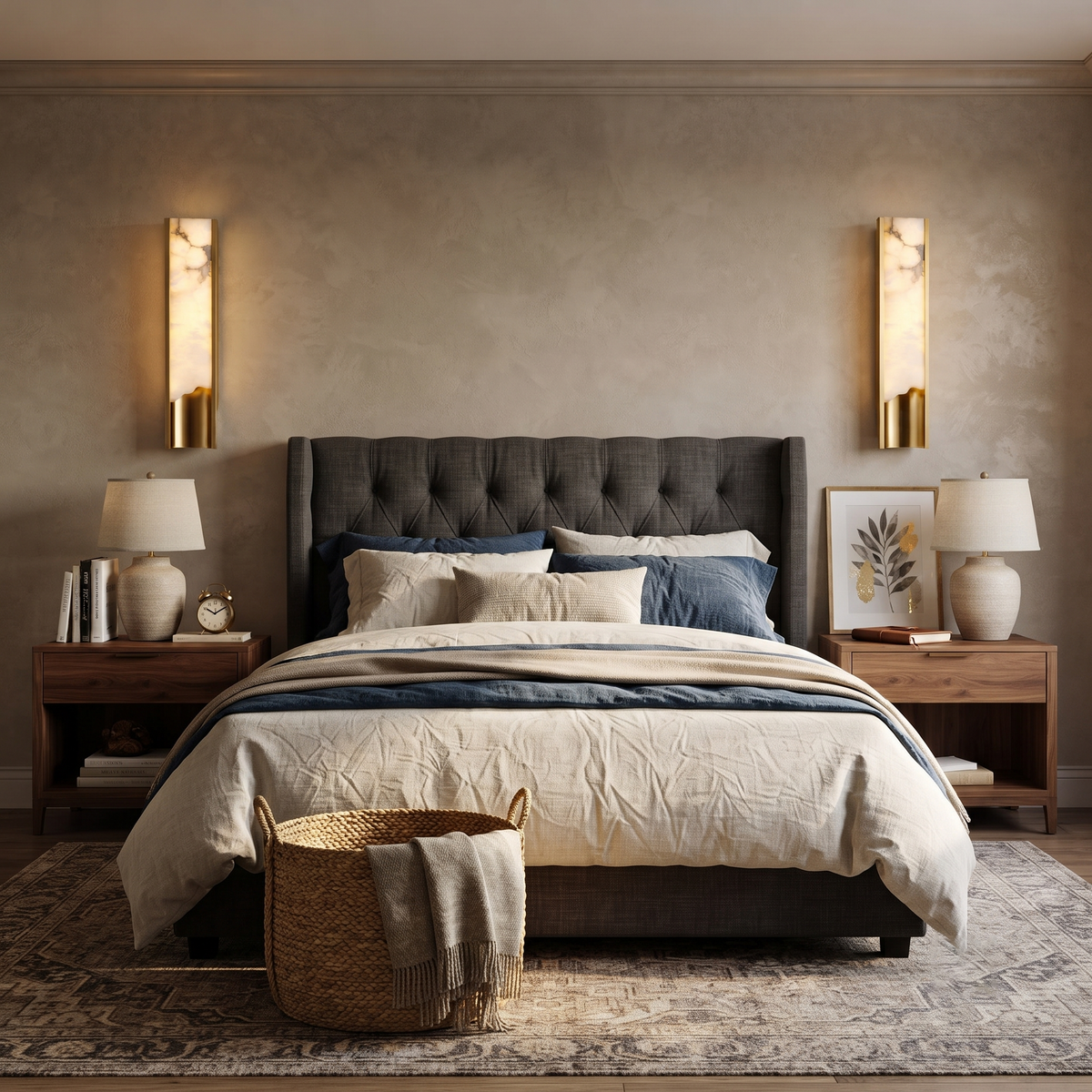 Aura Linear Wall Sconce in alabaster for Hallway by AUVIELIGHT