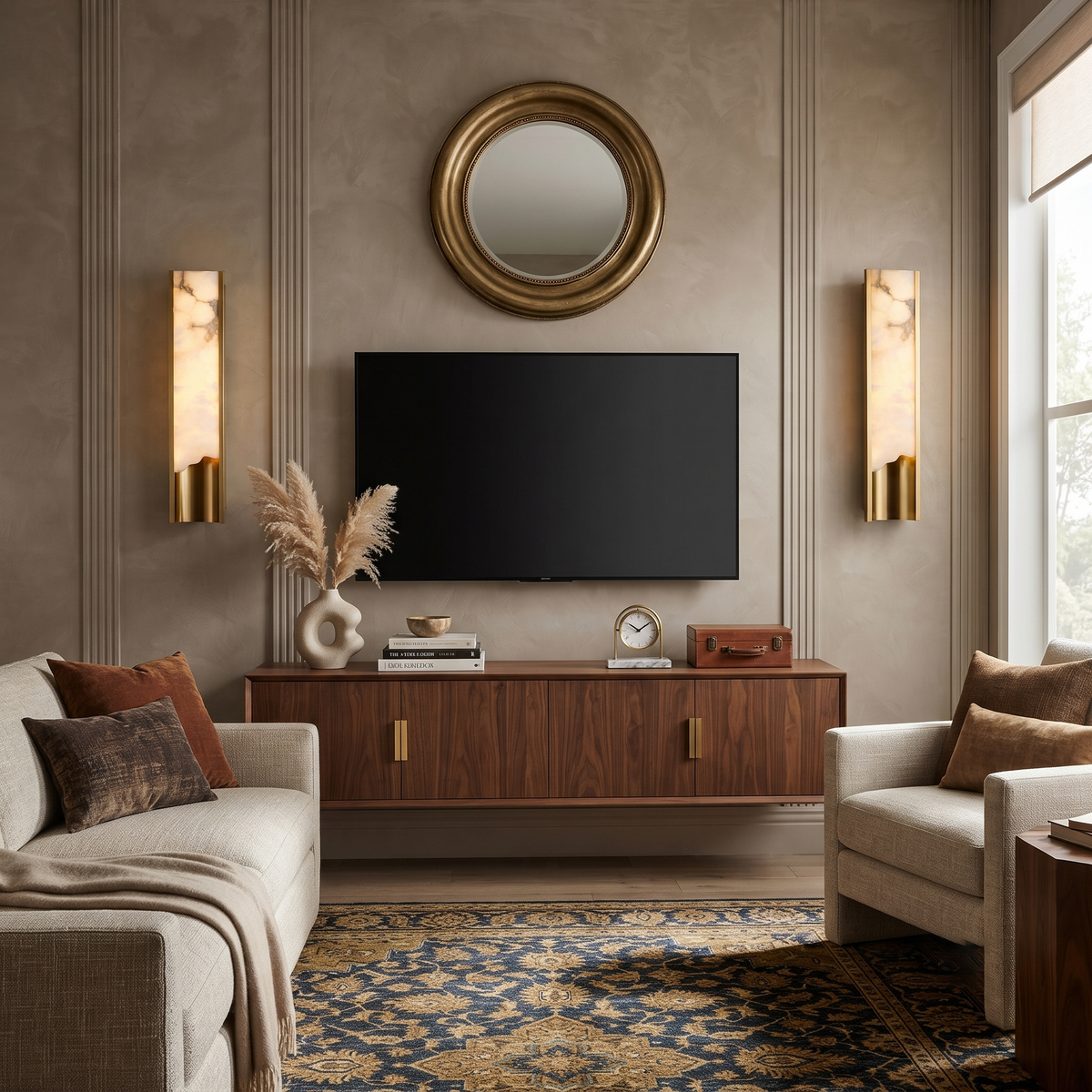 Aura Linear Wall Sconce in alabaster for Hallway by AUVIELIGHT