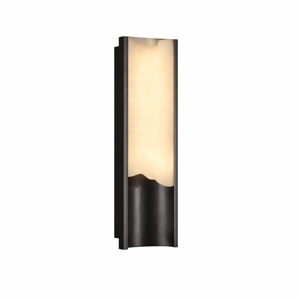 Aura Linear Wall Sconce in alabaster for Hallway by AUVIELIGHT, L4.7"xW3.5"xH11.8” / Black & White / Warm Light
