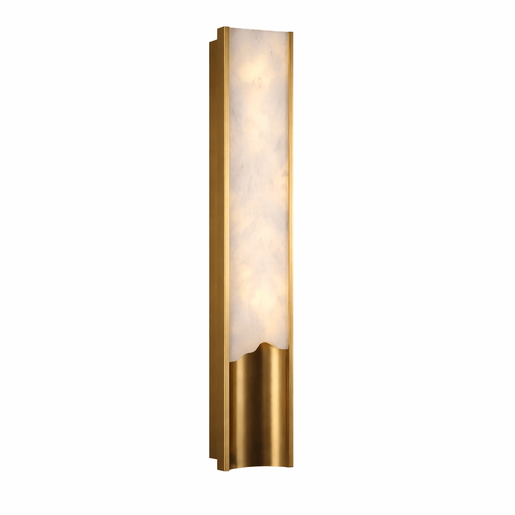 Aura Linear Wall Sconce in alabaster for Hallway by AUVIELIGHT, L4.7"xW3.5”xH35.4" / Gold & White / Warm Light