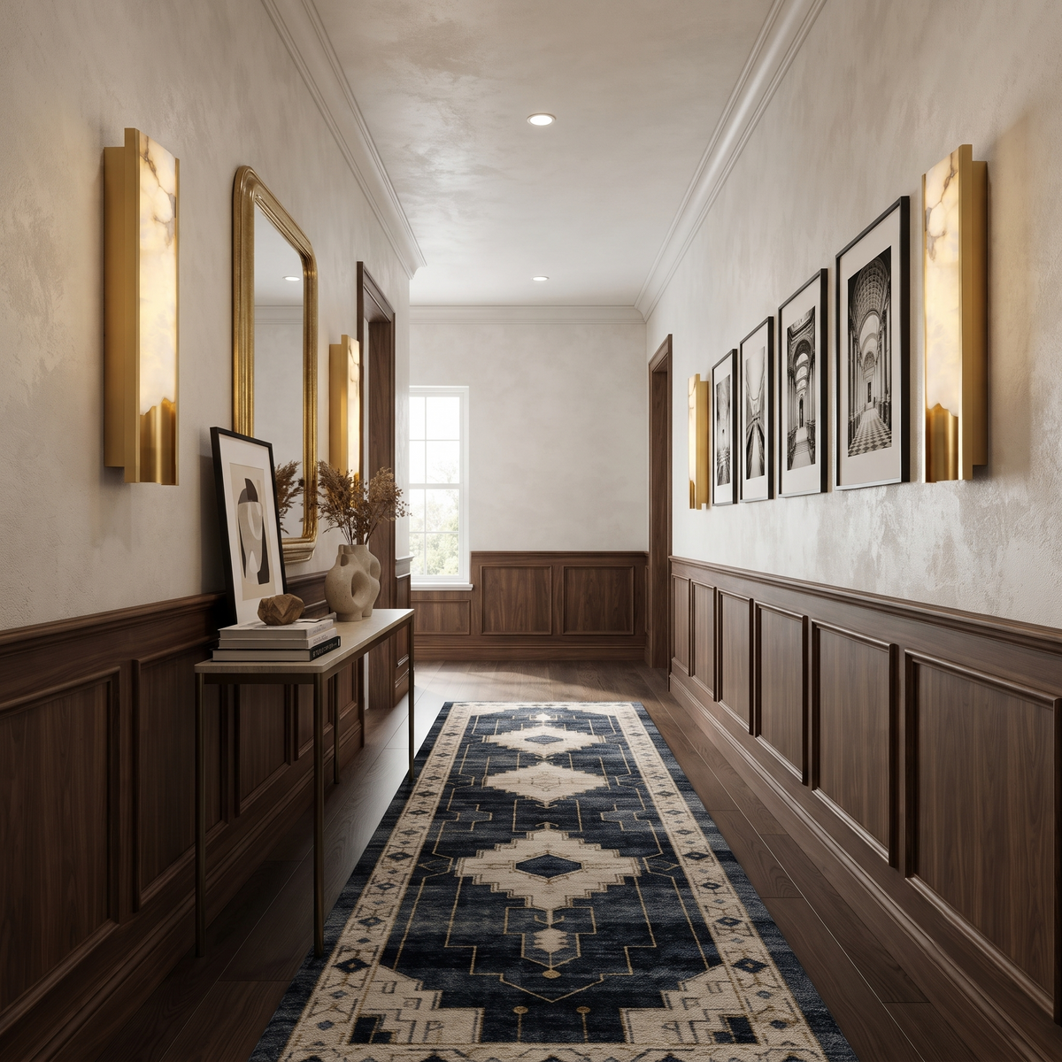Aura Linear Wall Sconce in alabaster for Hallway by AUVIELIGHT
