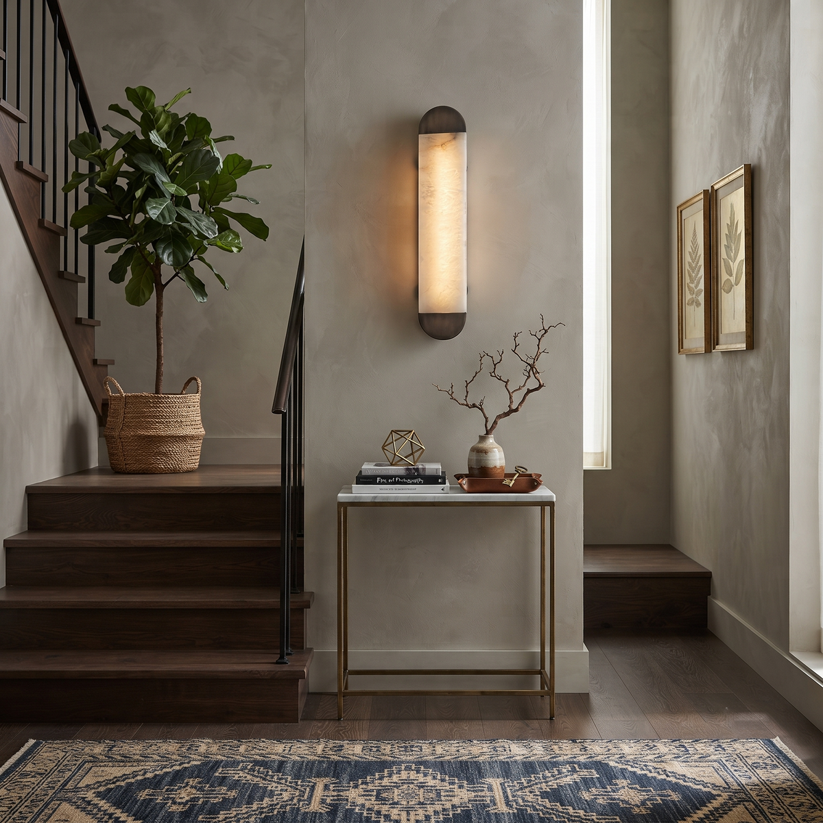 Aura Capsule Wall Sconce in alabaster for Hallway by AUVIELIGHT