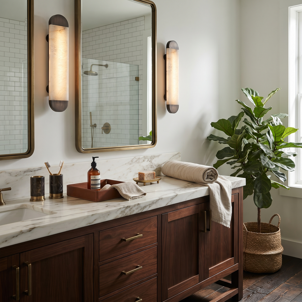 Aura Capsule Wall Sconce in alabaster for Hallway by AUVIELIGHT