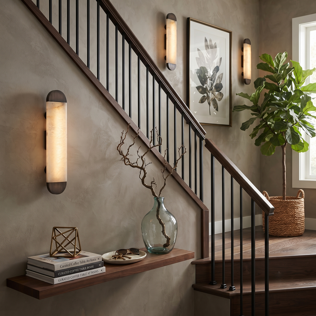 Aura Capsule Wall Sconce in alabaster for Hallway by AUVIELIGHT