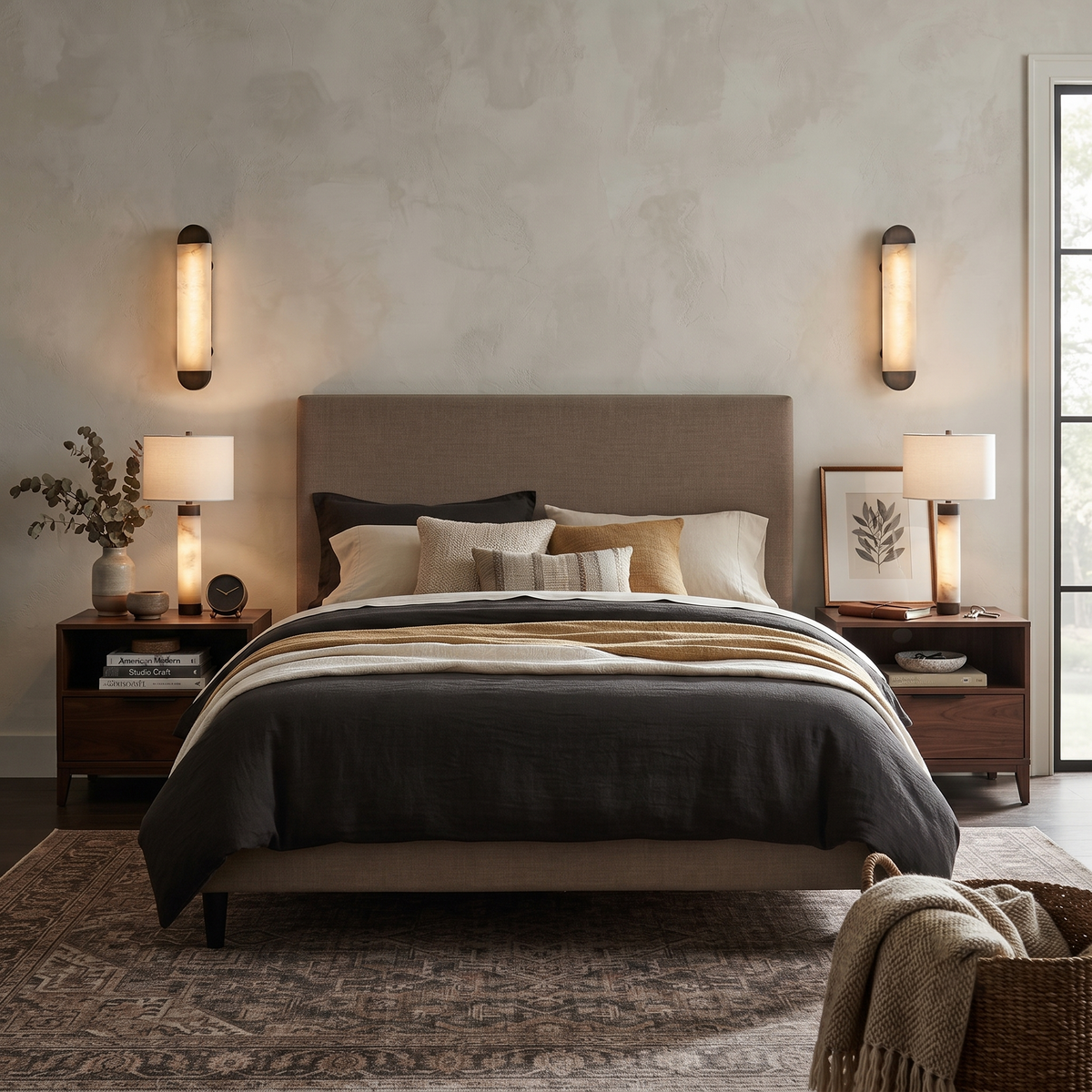Aura Capsule Wall Sconce in alabaster for Hallway by AUVIELIGHT