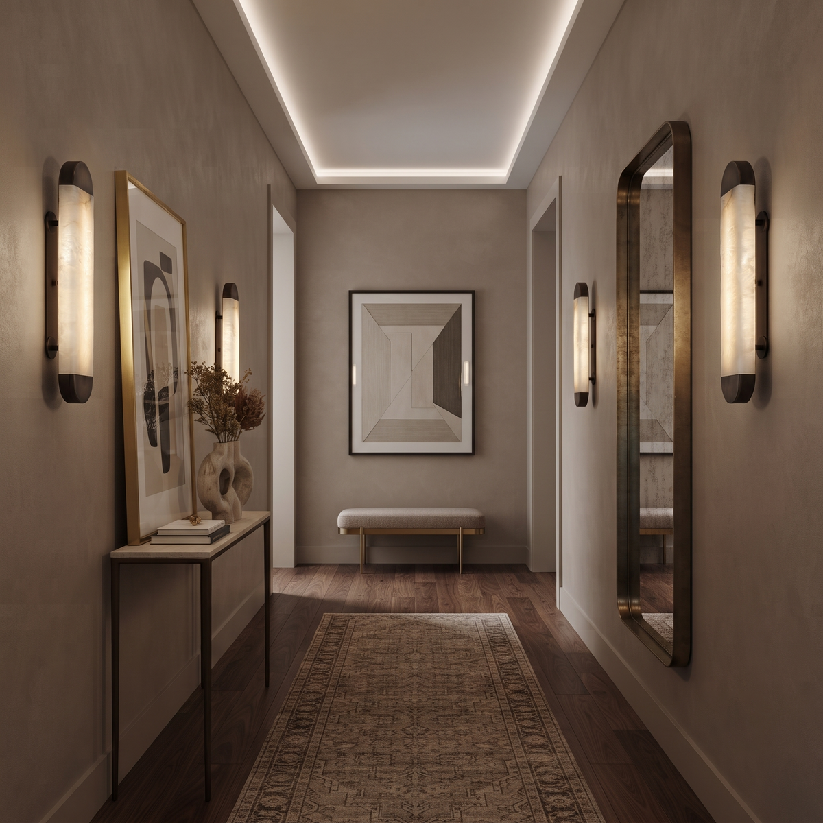Aura Capsule Wall Sconce in alabaster for Hallway by AUVIELIGHT