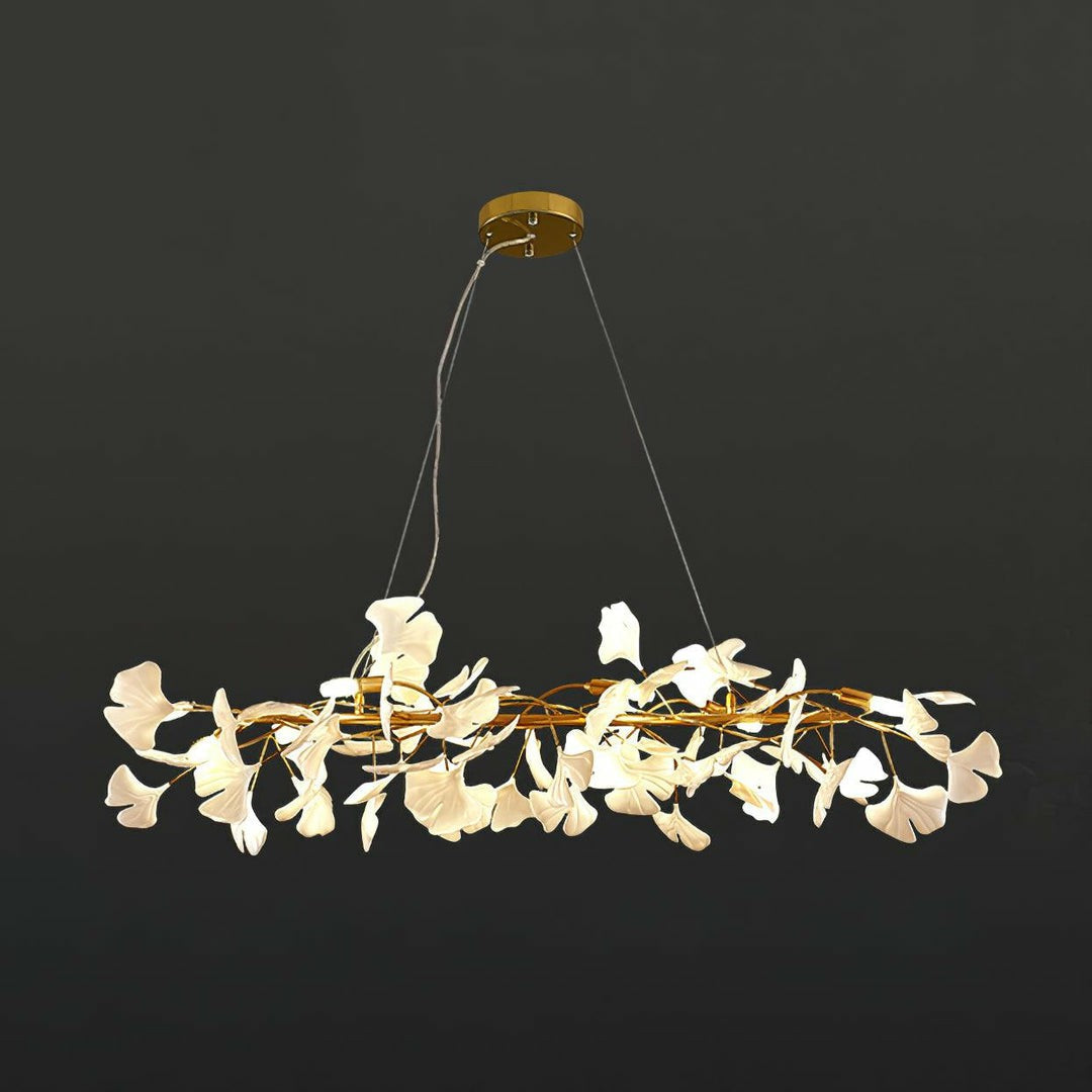 Aura Ginkgo Chandelier for Dining Room by AUVIELIGHT, L39.4"x W11.8" / Gold+White and 2 other sizes