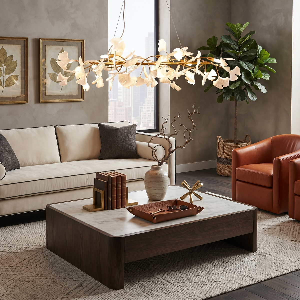 Aura Ginkgo Chandelier for Dining Room by AUVIELIGHT