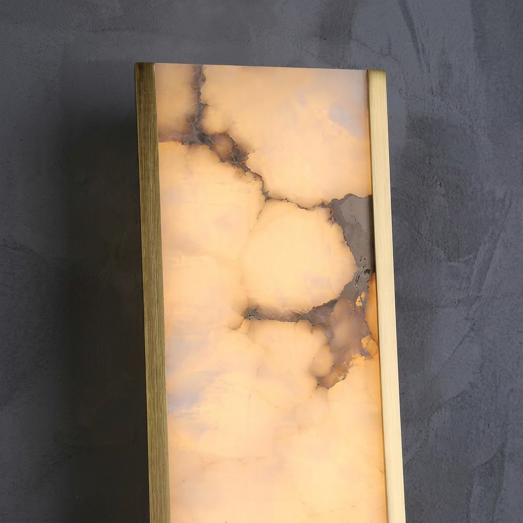 Aura Linear Wall Sconce in alabaster for Hallway by AUVIELIGHT