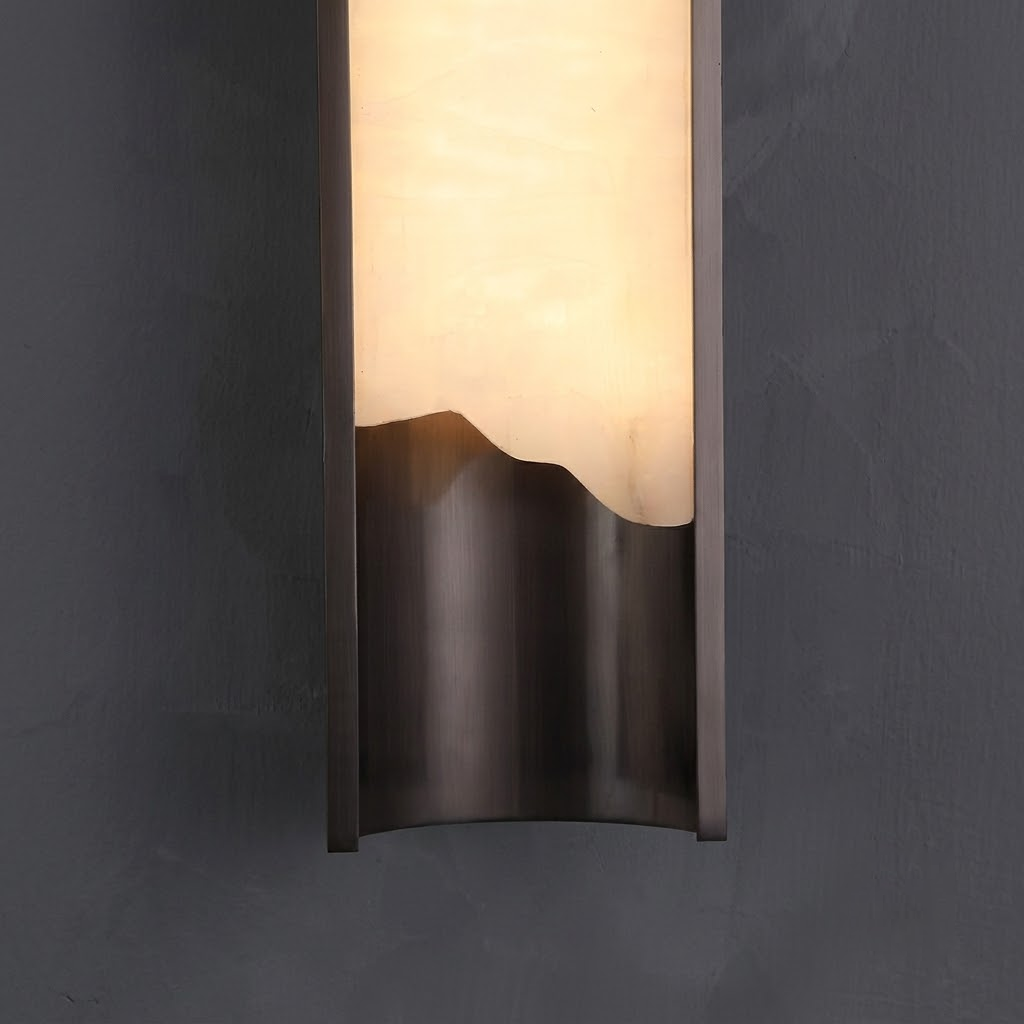 Aura Linear Wall Sconce in alabaster for Hallway by AUVIELIGHT