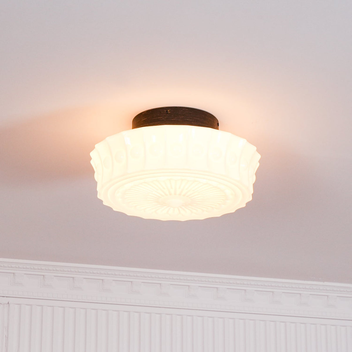 Aurelia Scalloped Flush Mount in glass for Low Ceilings by AUVIELIGHT
