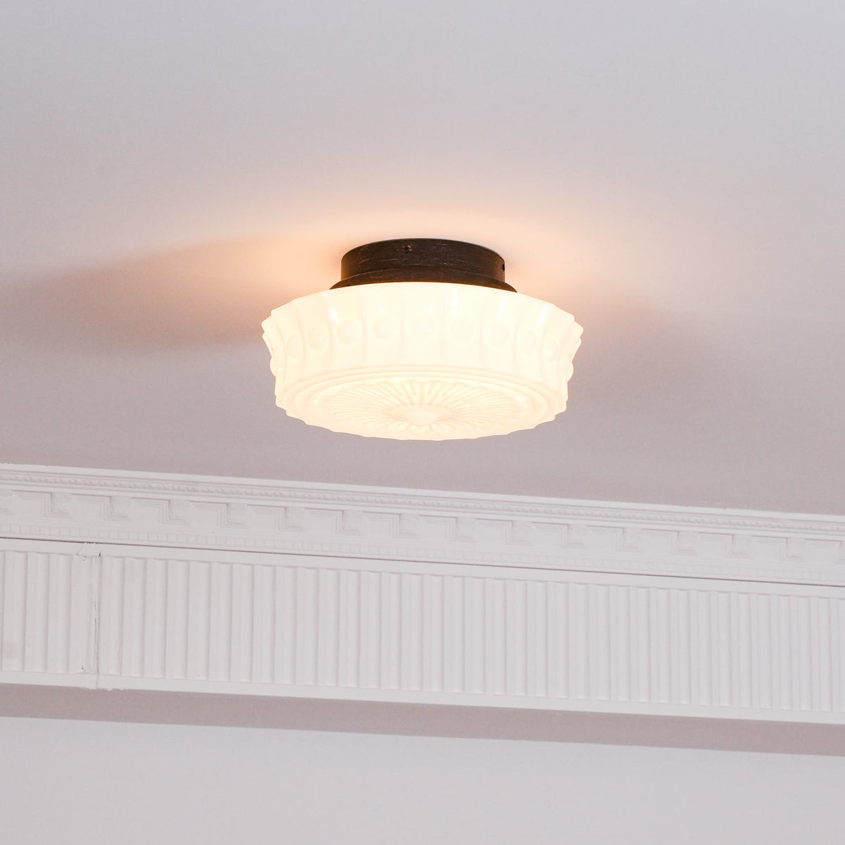 Aurelia Scalloped Flush Mount in glass for Low Ceilings by AUVIELIGHT
