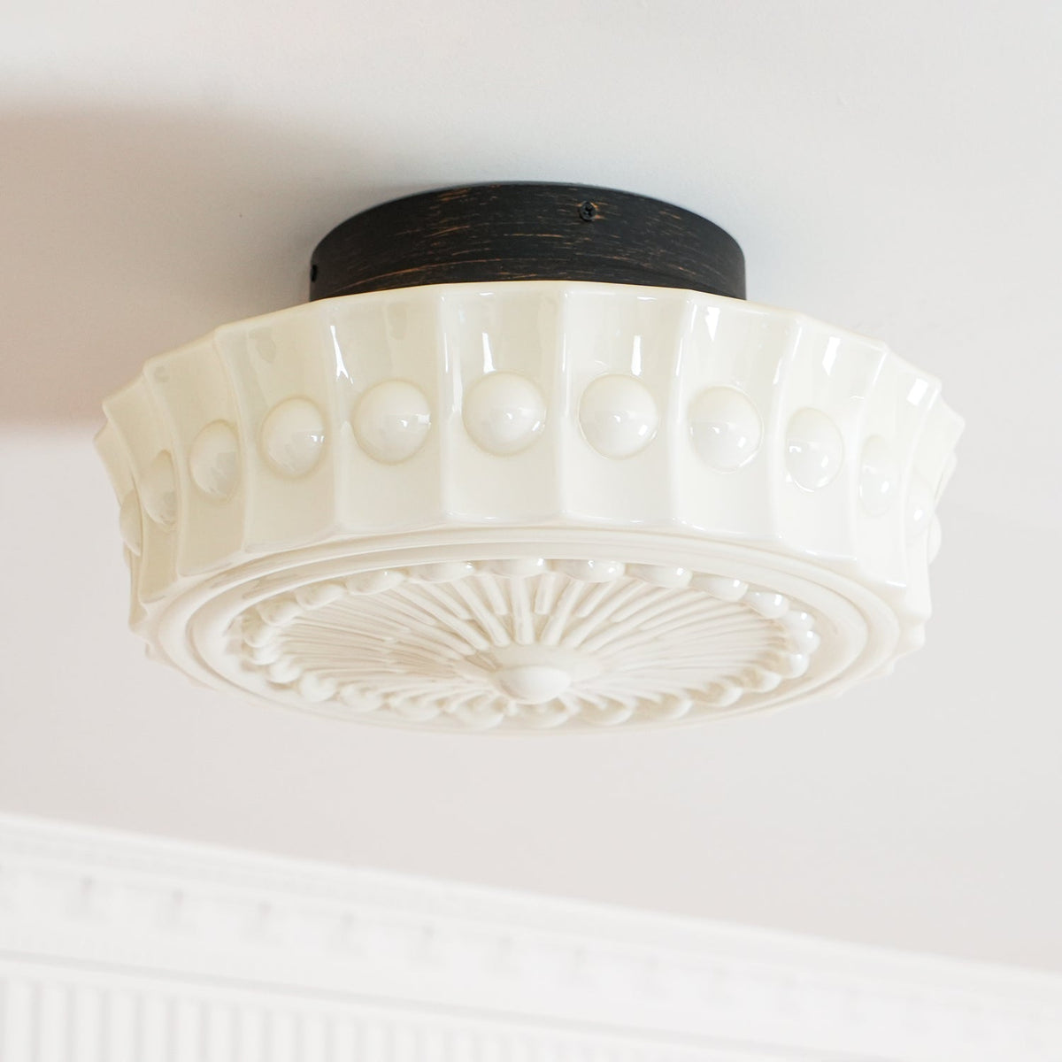 Aurelia Scalloped Flush Mount in glass for Low Ceilings by AUVIELIGHT