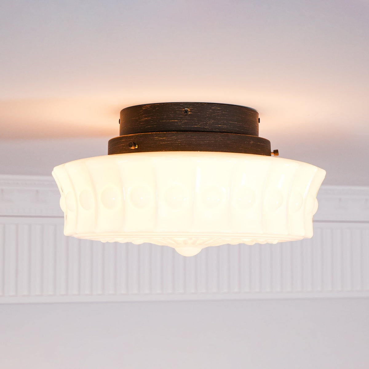 Aurelia Scalloped Flush Mount in glass for Low Ceilings by AUVIELIGHT