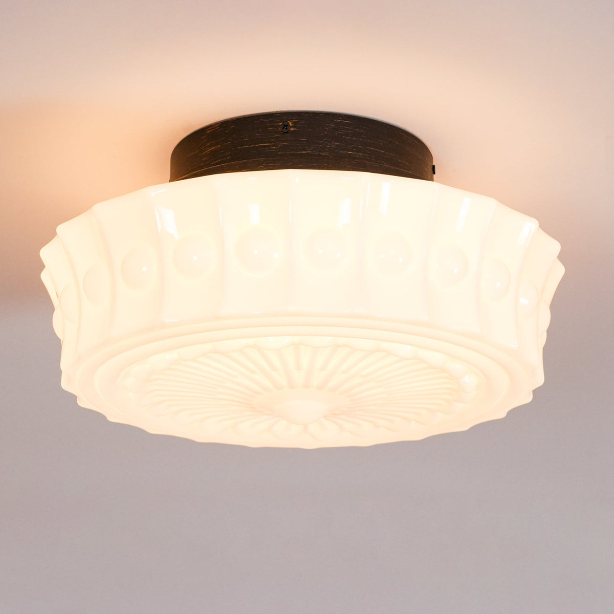 Aurelia Scalloped Flush Mount in glass for Low Ceilings by AUVIELIGHT