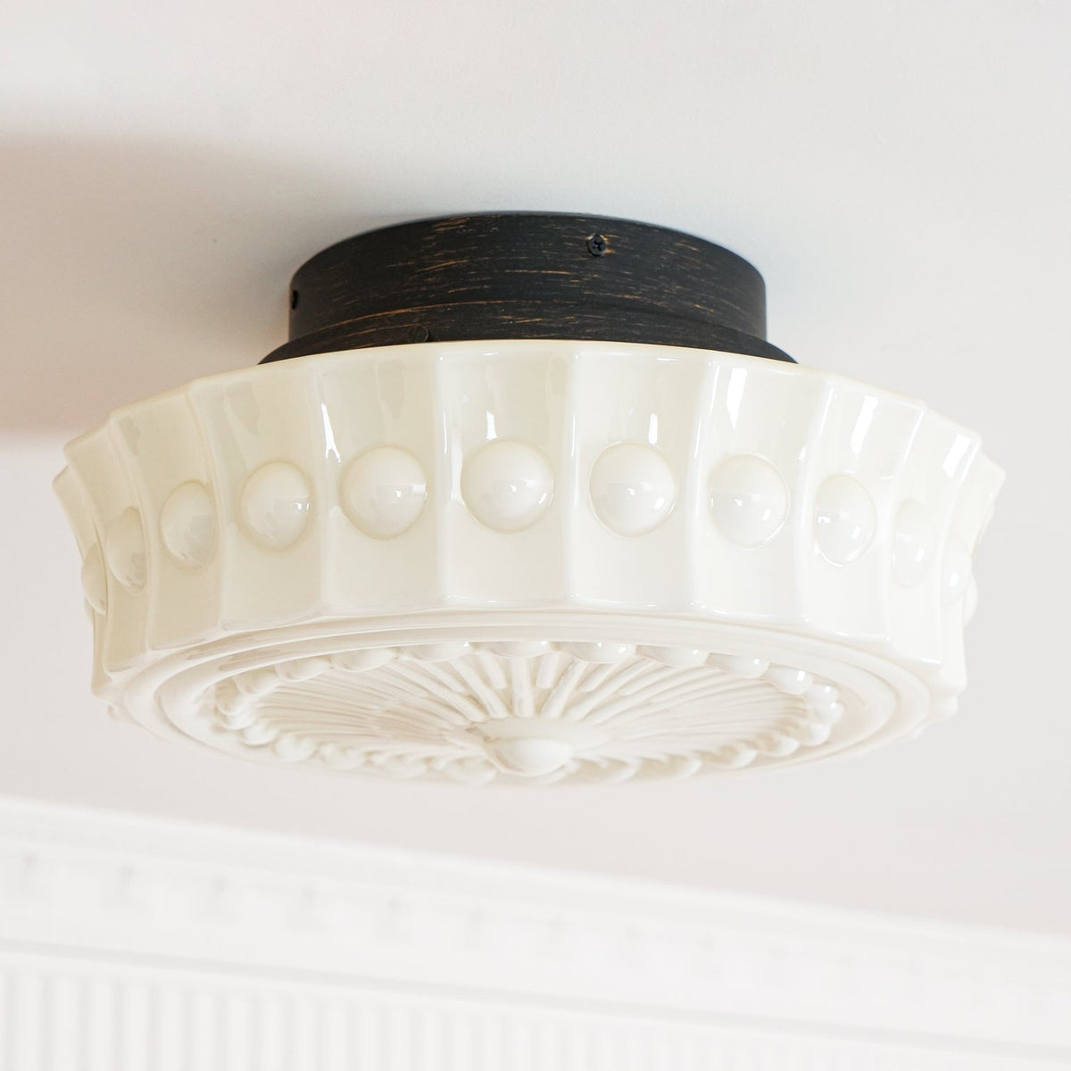 Aurelia Scalloped Flush Mount in glass for Low Ceilings by AUVIELIGHT