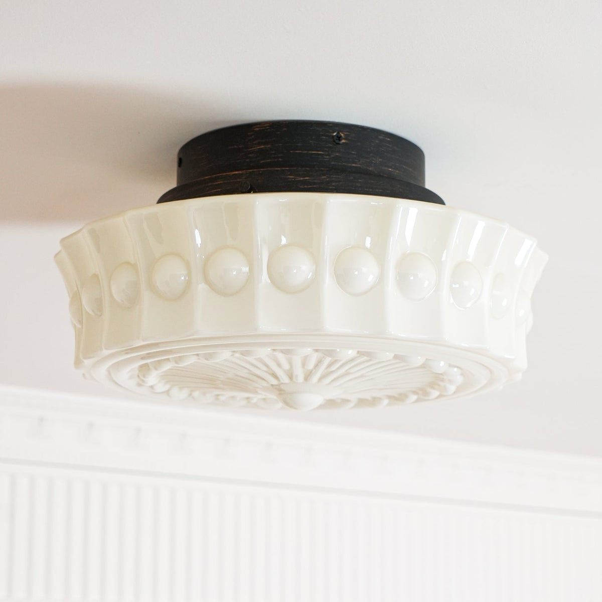 Aurelia Scalloped Flush Mount in glass for Low Ceilings by AUVIELIGHT