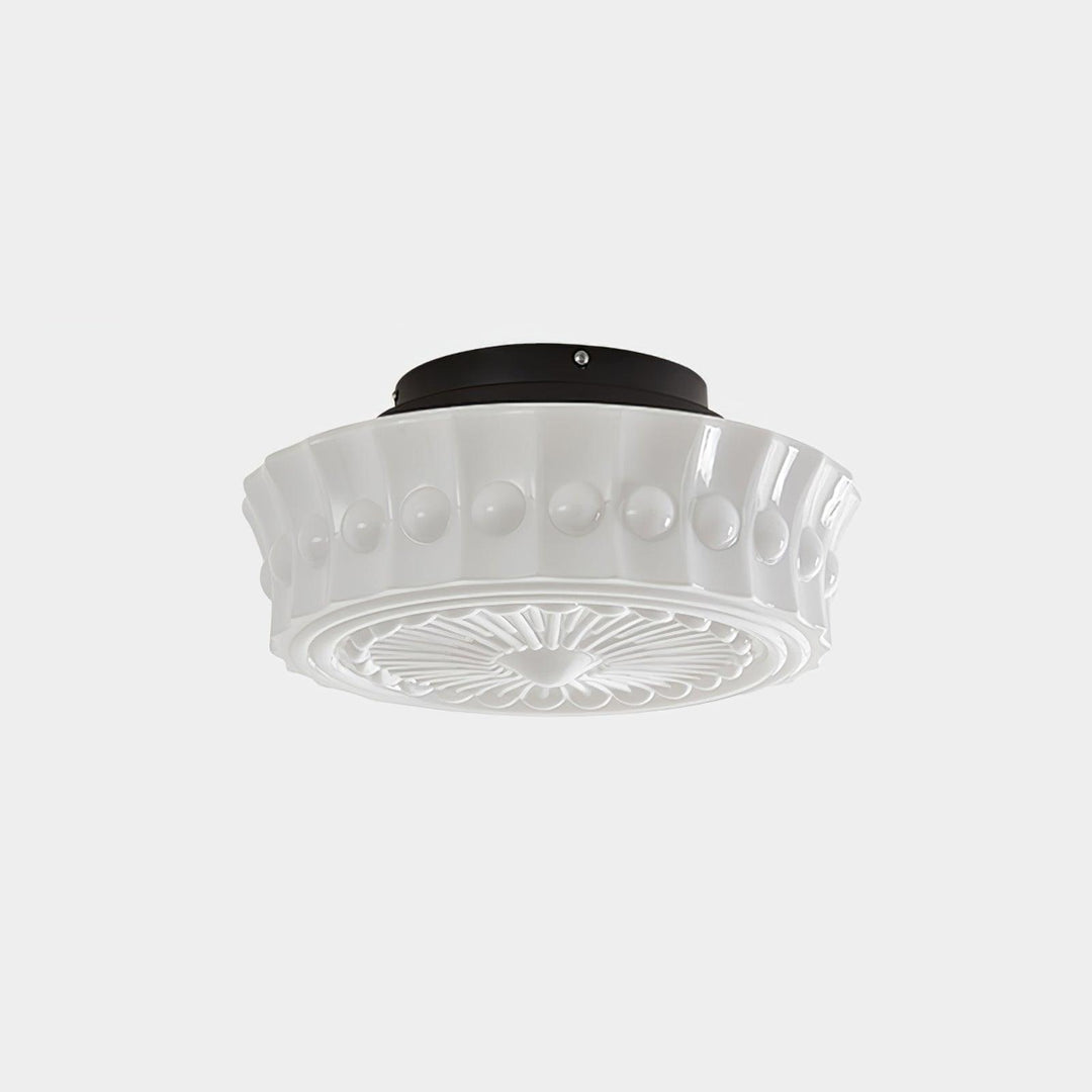 Aurelia Scalloped Flush Mount in glass for Low Ceilings by AUVIELIGHT, ∅17.7" × H7.5" (45 × 19 cm) / Black & White