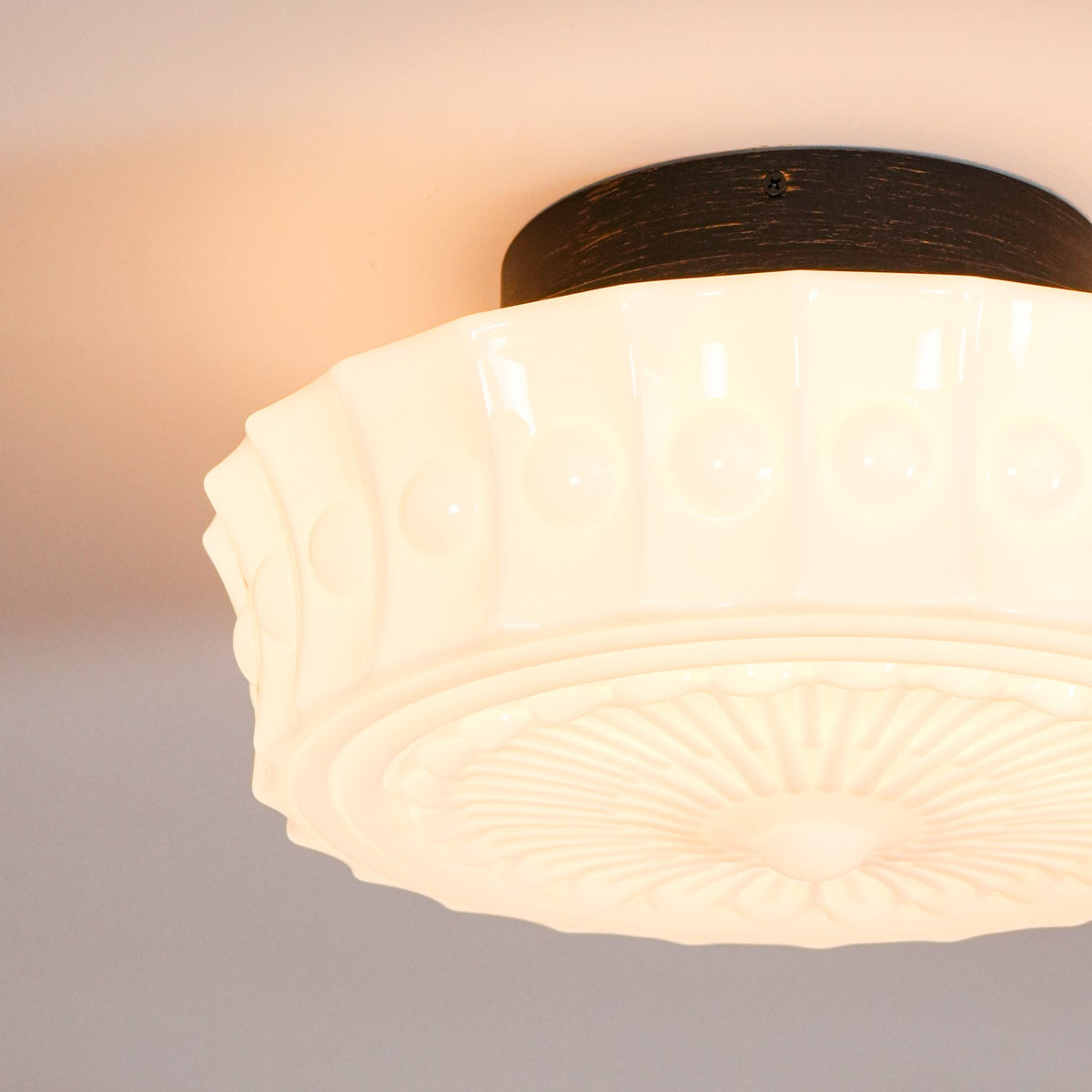 Aurelia Scalloped Flush Mount in glass for Low Ceilings by AUVIELIGHT