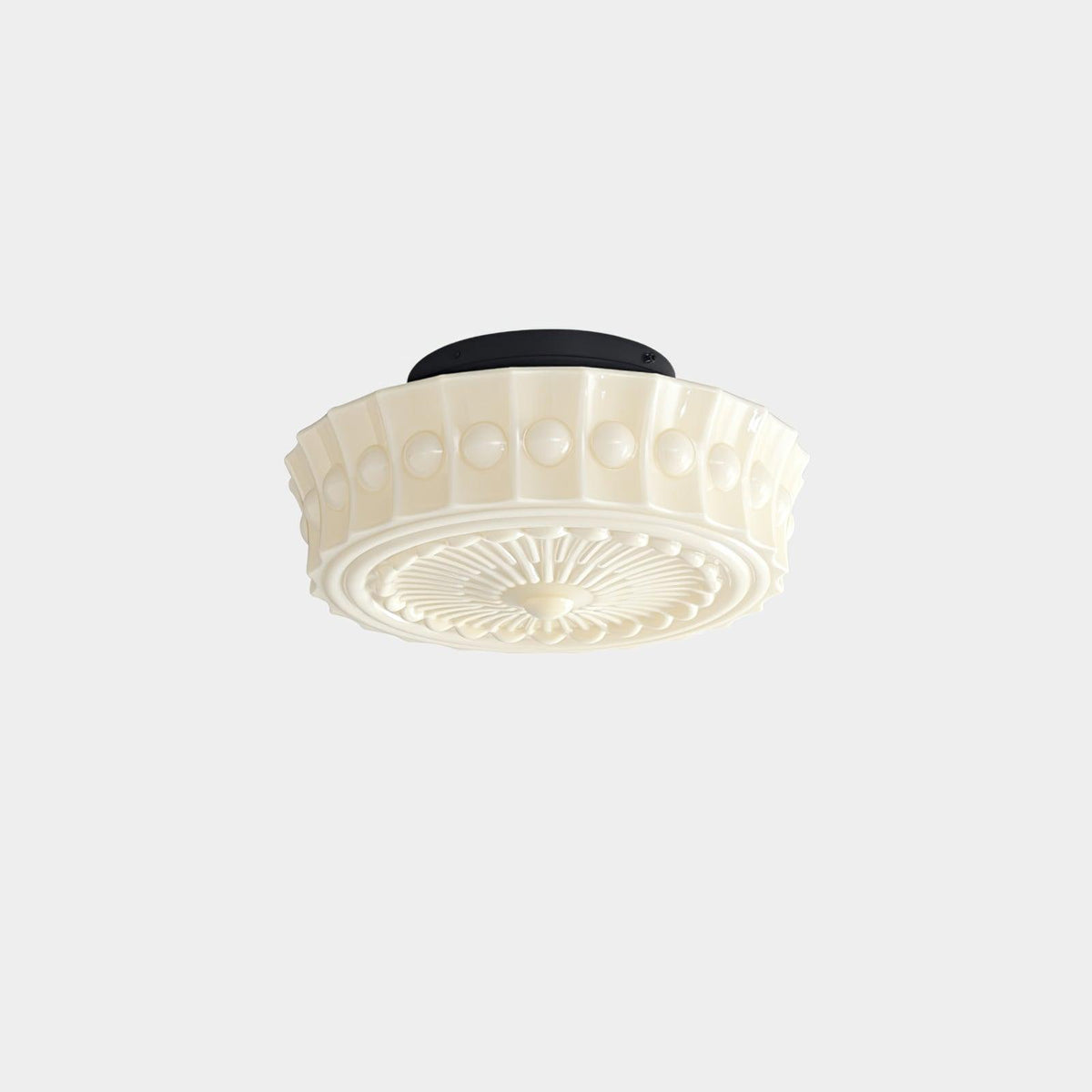 Aurelia Scalloped Flush Mount in glass for Low Ceilings by AUVIELIGHT, ∅14.2" × H7.1" (36 × 18 cm) / Black & Beige and 1 other sizes