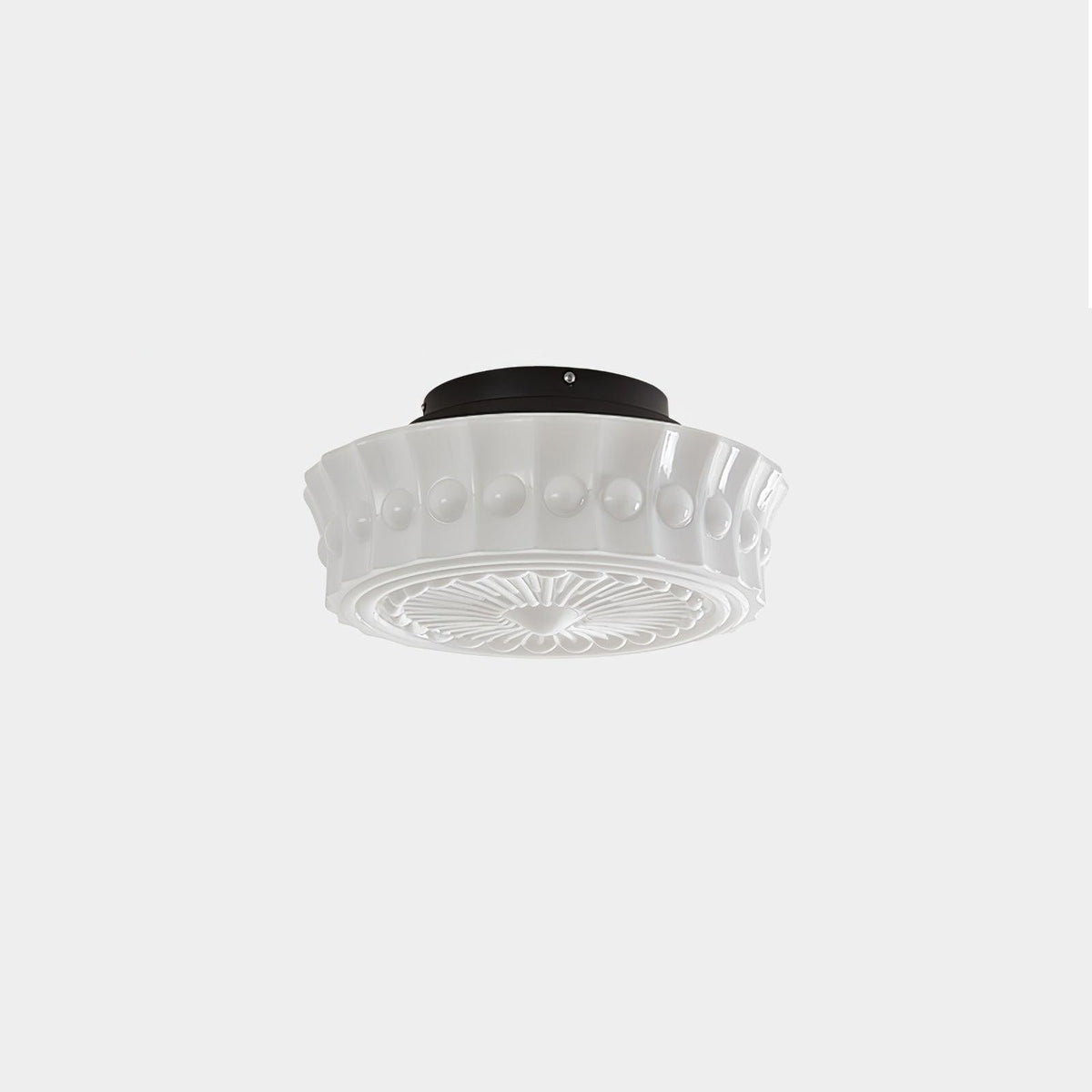 Aurelia Scalloped Flush Mount in glass for Low Ceilings by AUVIELIGHT, ∅14.2" × H7.1" (36 × 18 cm) / Black & White
