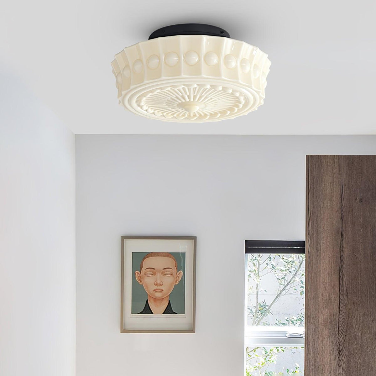 Aurelia Scalloped Flush Mount in glass for Low Ceilings by AUVIELIGHT