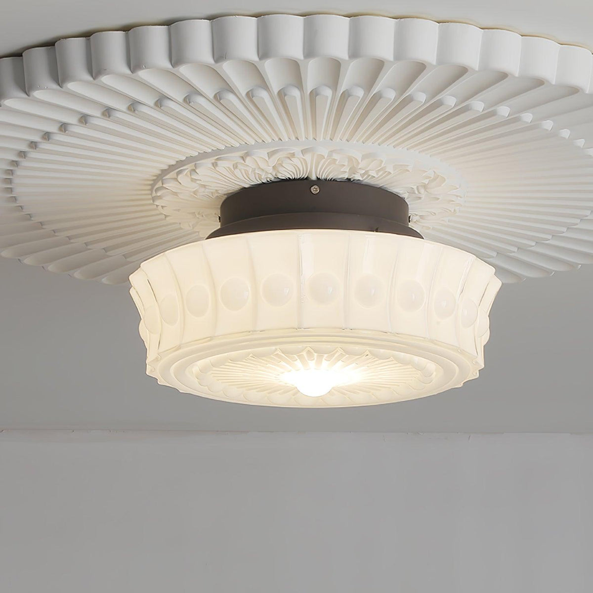 Aurelia Scalloped Flush Mount in glass for Low Ceilings by AUVIELIGHT